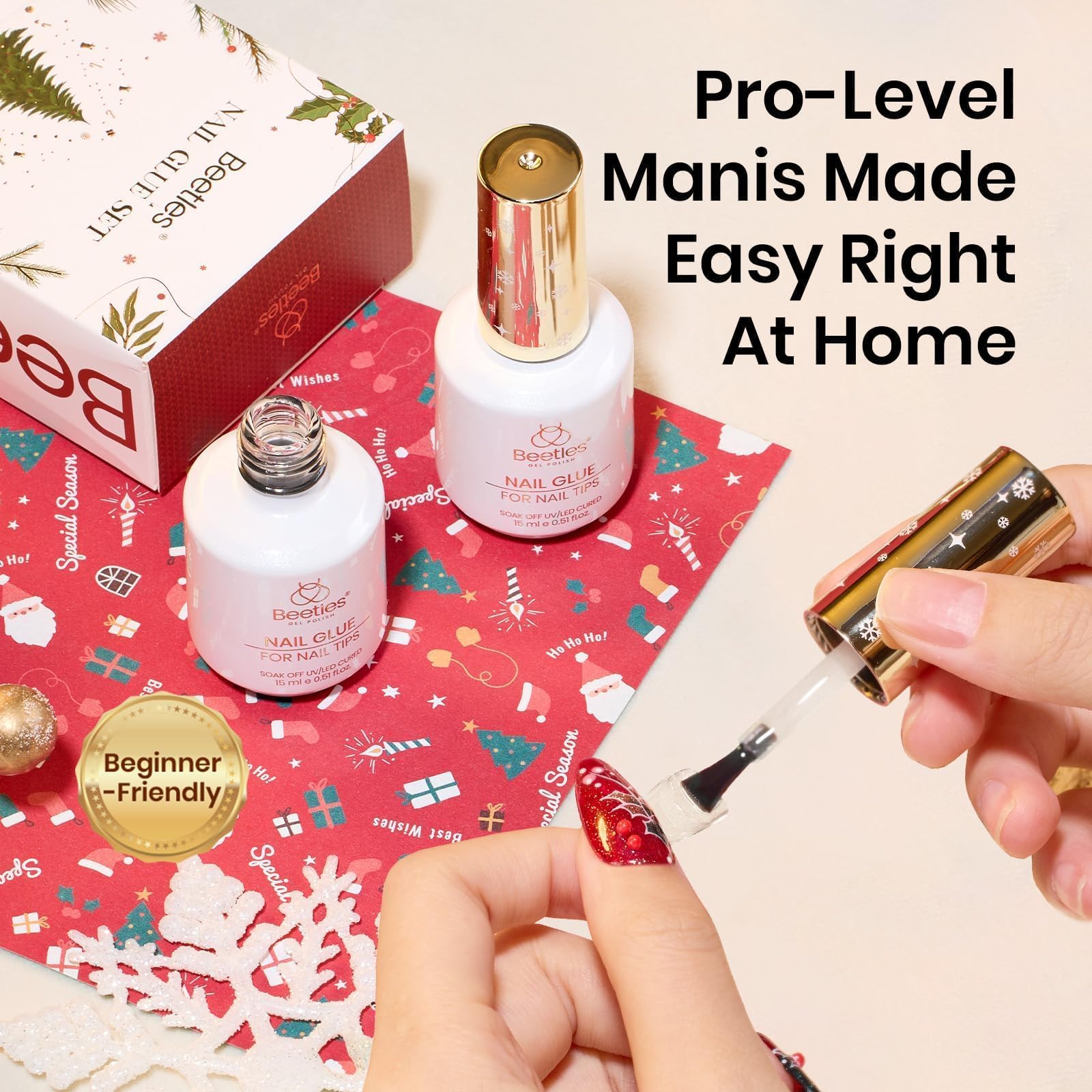 Beetles Christmas Limited Gel Nail Glue 2PCS 9 In 1 Gel Nail Glue Kit