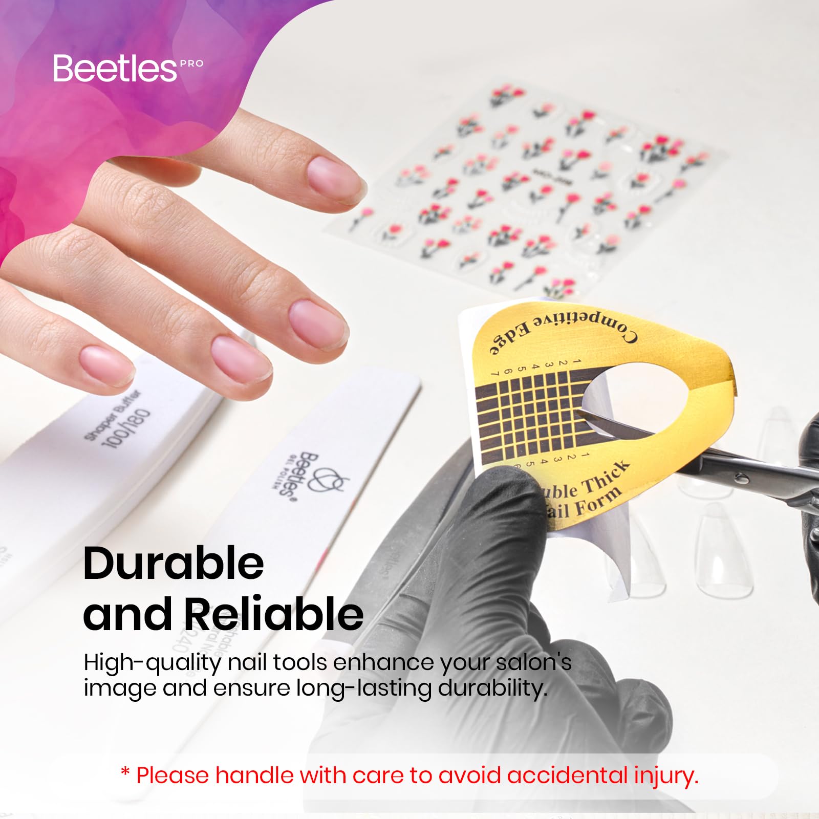 Beetles Pro Curved Cuticle Scissors, Multi-Purpose Premium Stainless Steel Nail Scissors for Nail