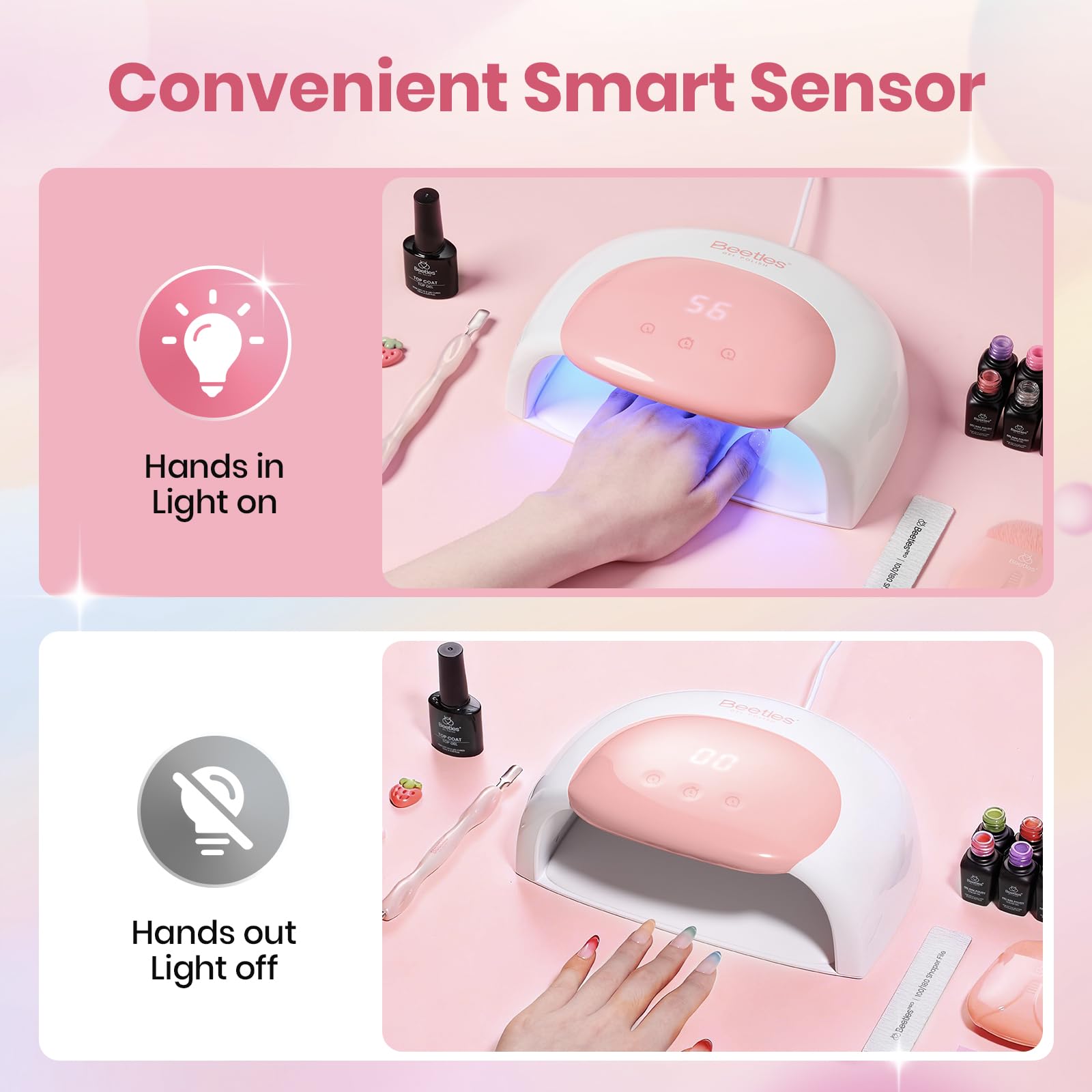 Beetles UV LED Nail Lamp - Candy White Nail Light with 3 Timer 30