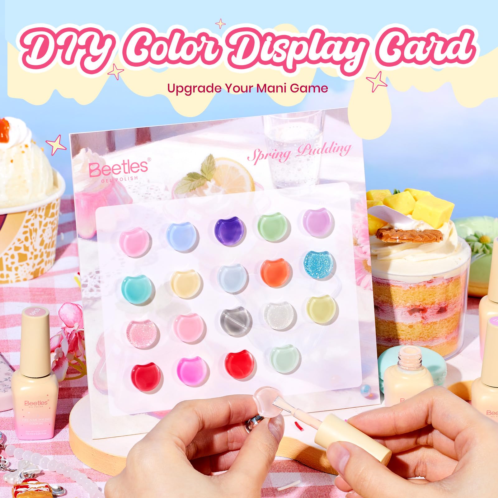 Beetles Spring Pudding Jelly Gel Nail Polish Set - 28PCS 20 Colors Jelly Pink Purple Red Blue Green Glitter Silver Cat Eye