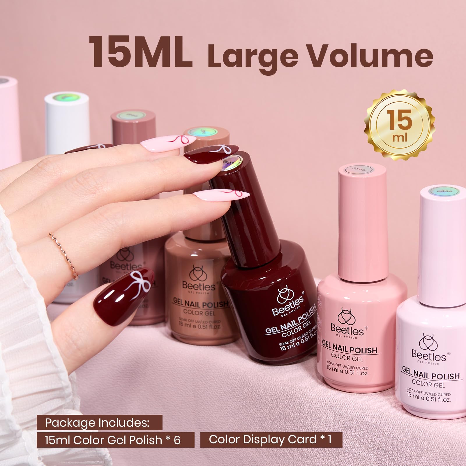 Beetles Gel Nail Polish Set Coffee Time - 6 Colors Neutral White Pink Nude Brown Gel Polish