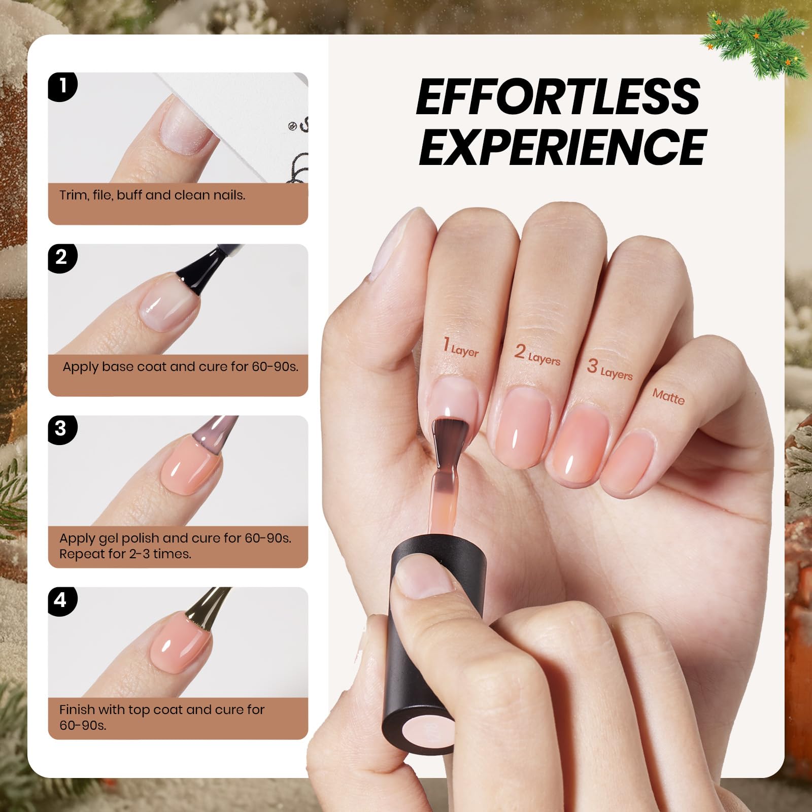 Beetles Gel Polish Frostglaze Veil - 53PCS 36 Colors Christmas Gel Nail Kit