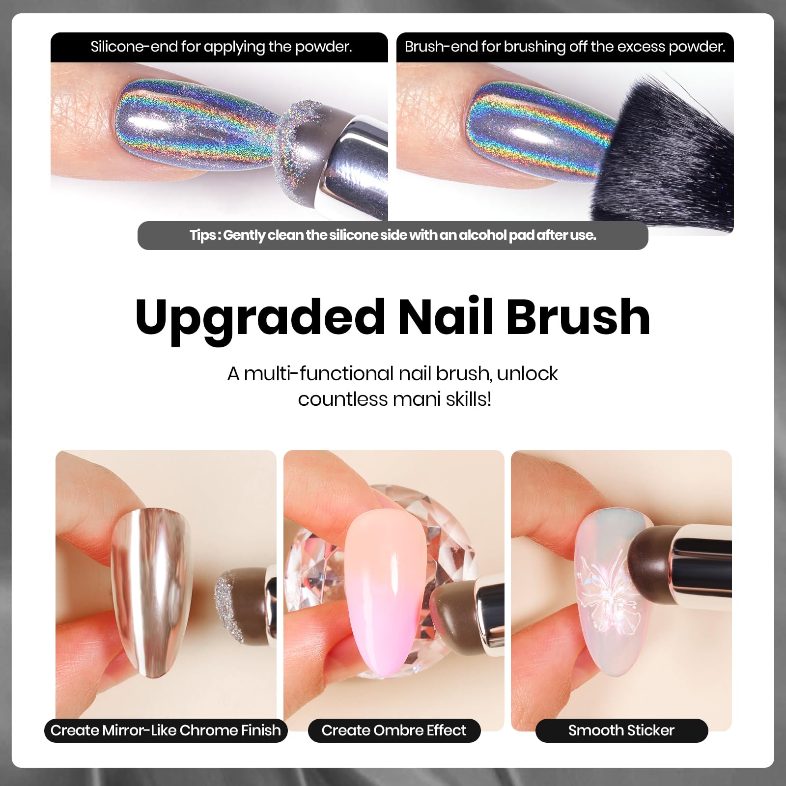 Silver Chrome Nail Powder Set|7.5ml Gel Polish Colors Glitter Gel Star Nails