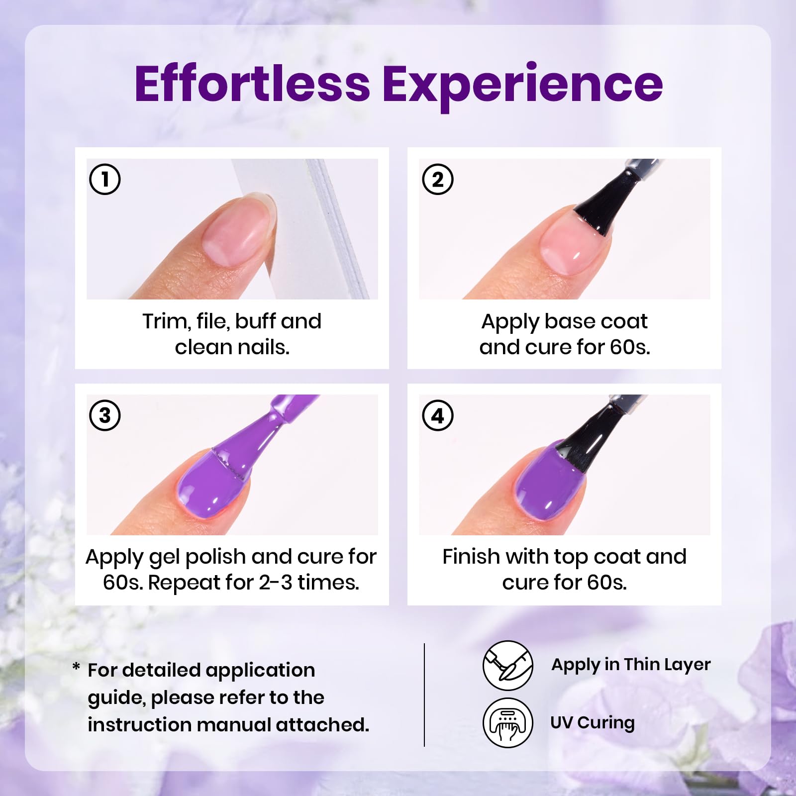 Violet Letter -  6 Colors Light and Dark Purple Colors Gel Nail Set Polish