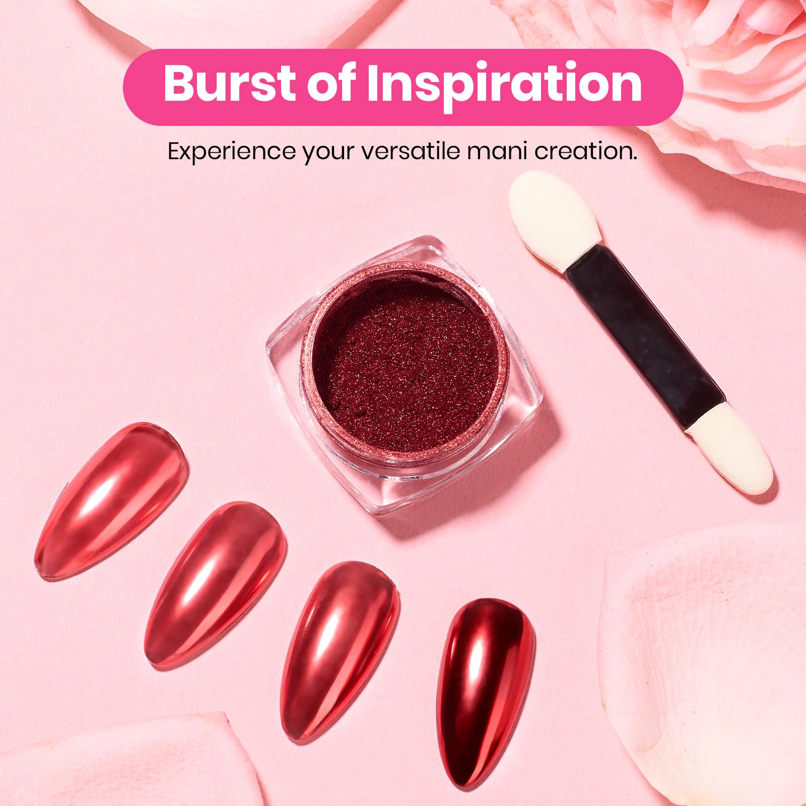 Beetles Valentines Red Chrome Nail Powder Mirror Effect Chrome Powder