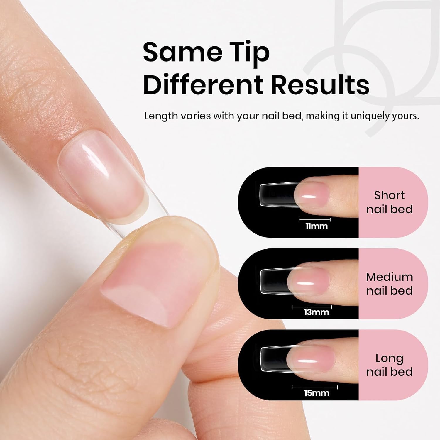 Beetles Nail Tips Medium Square 576Pcs 12 Sizes Pre-Etched Soft Acrylic Tips
