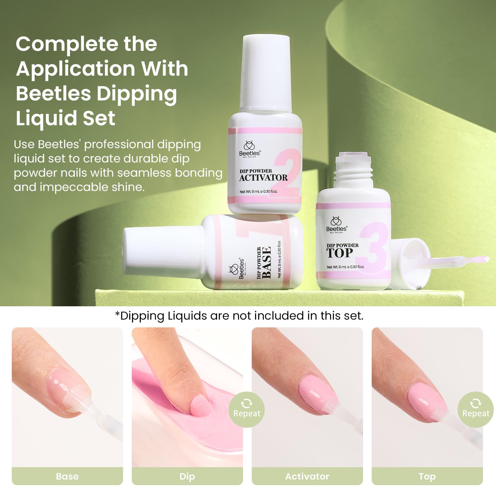 Green Glitter |  6 color D powder Dip Nail Kit set