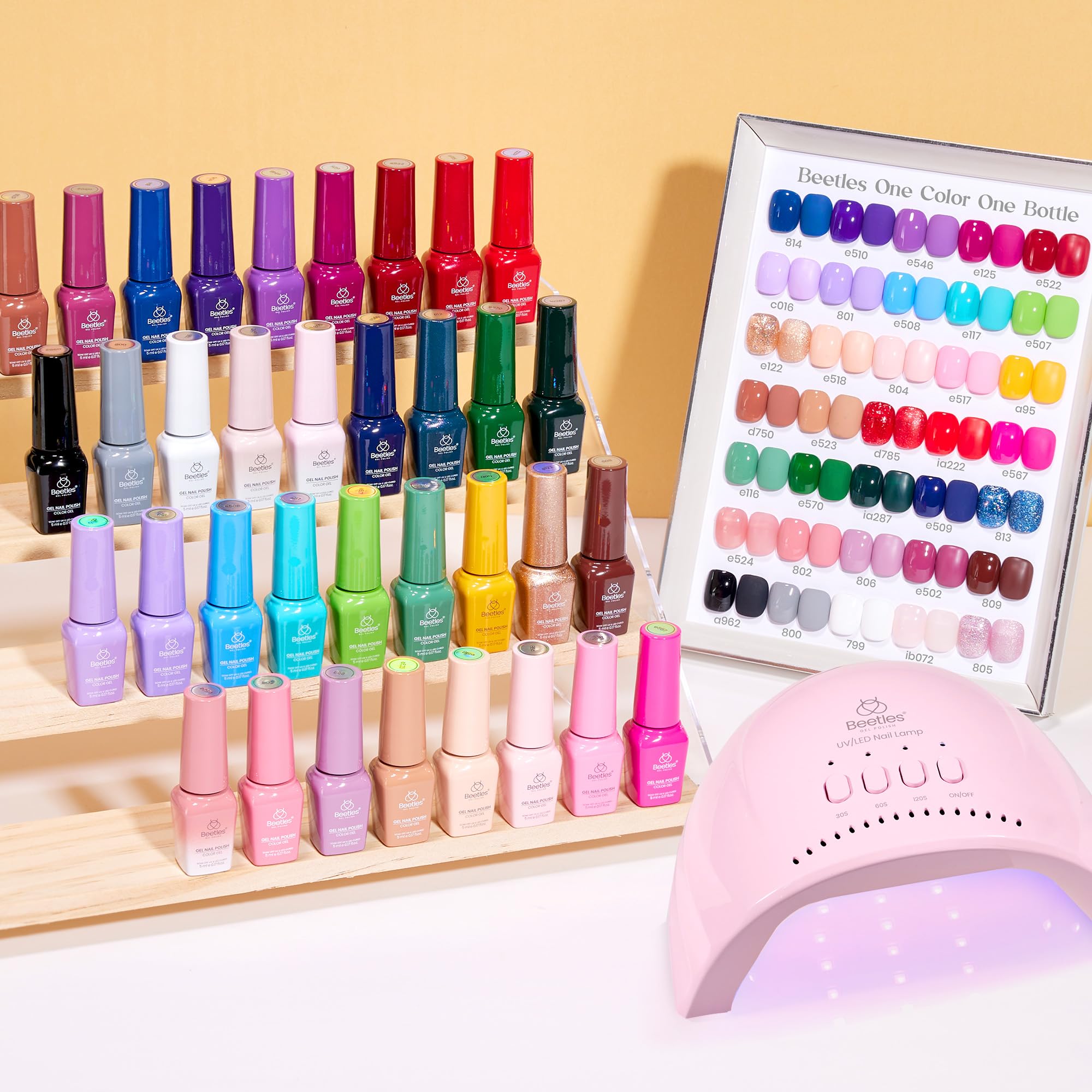 Beetles Gel Nail Starter Kit Seasonal Whispers 35  Colors 68 Pcs With UV Light All-in-One Mani Set