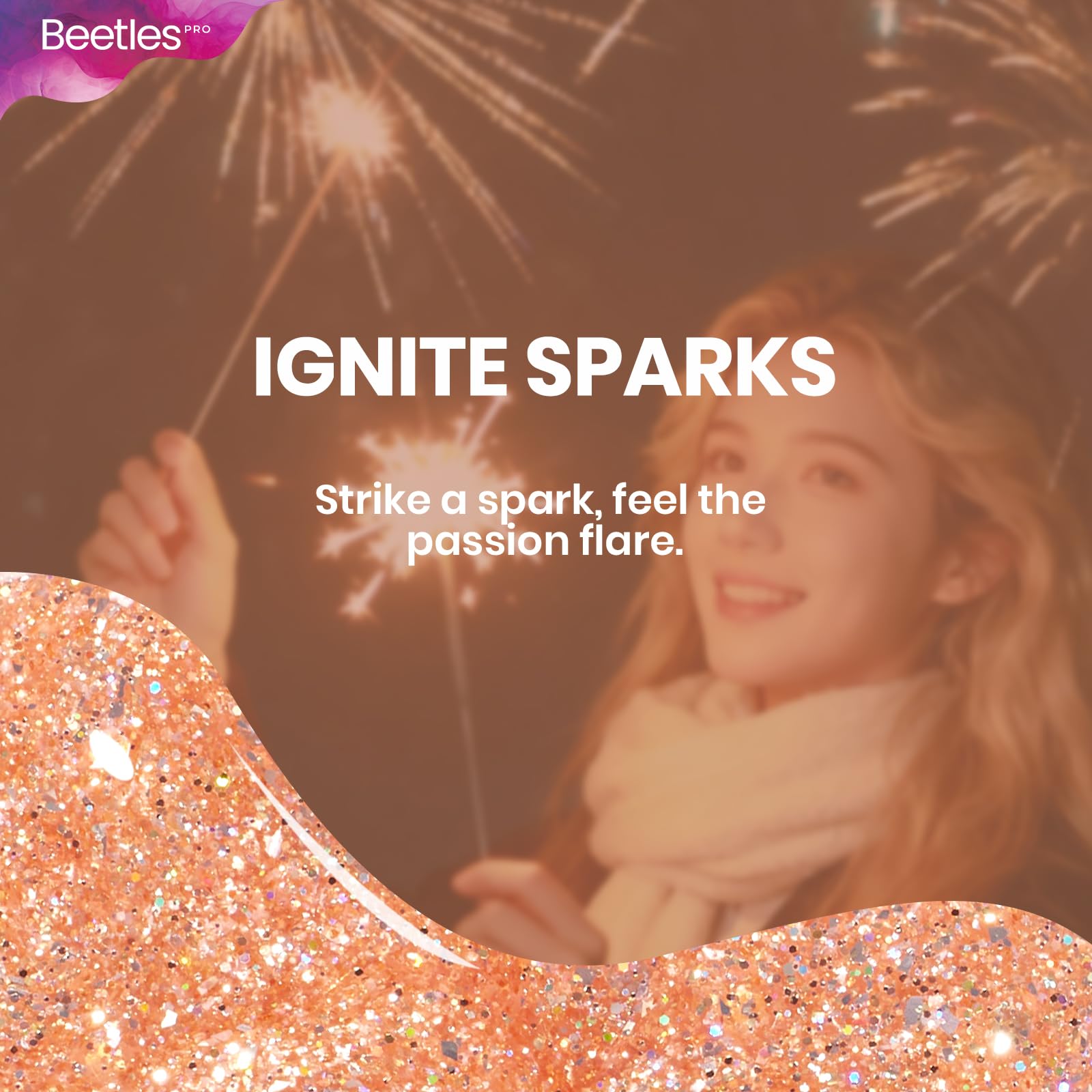 Beetles Pro Glitter Gel Polish - Ignite Sparks Pink Glitter Color 20ML Gel Polish