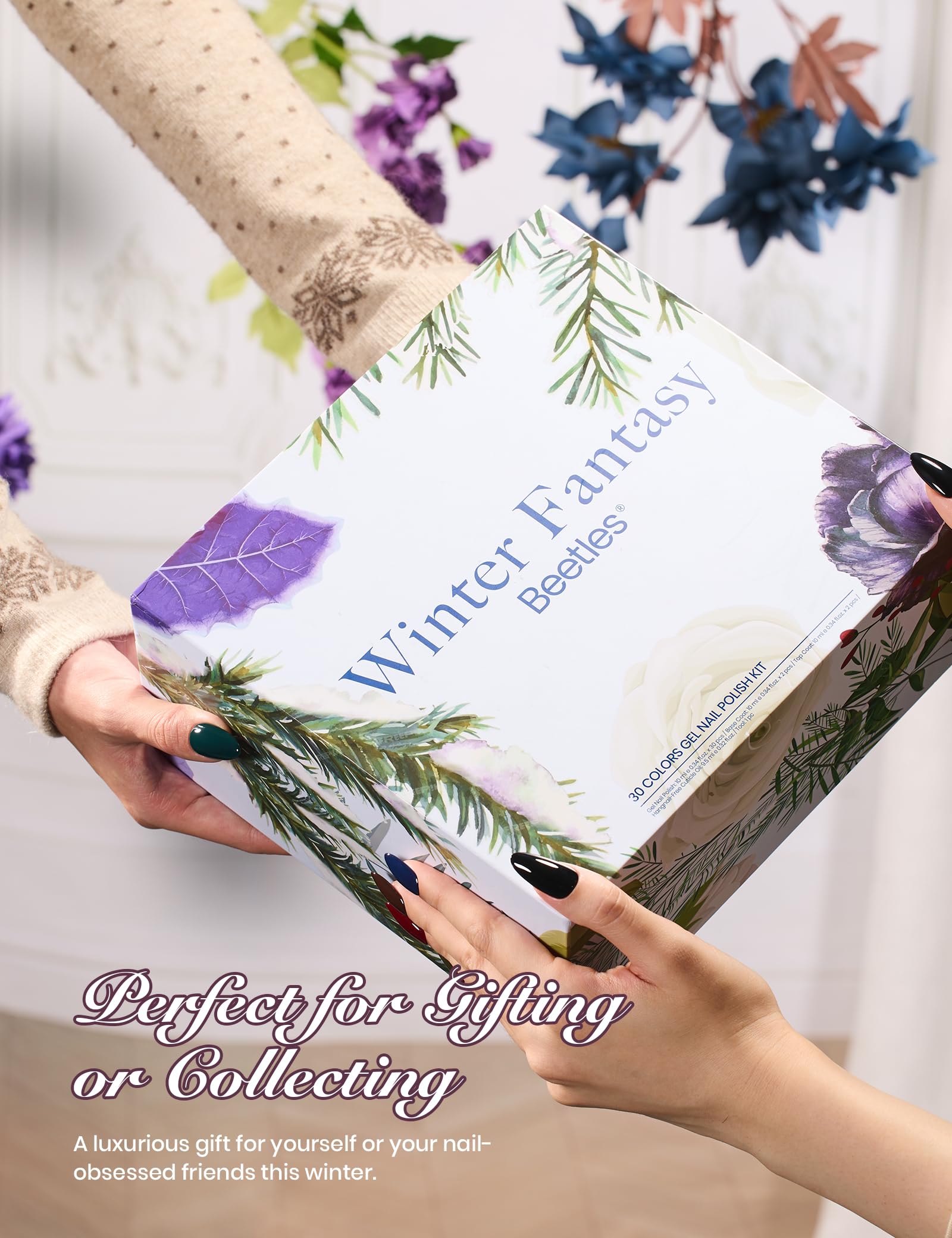 Beetles Gel Polish Christmas Gift Winter Fantasy - 30 Gel Colors Set with Top and Base Coat (15ml/Each)