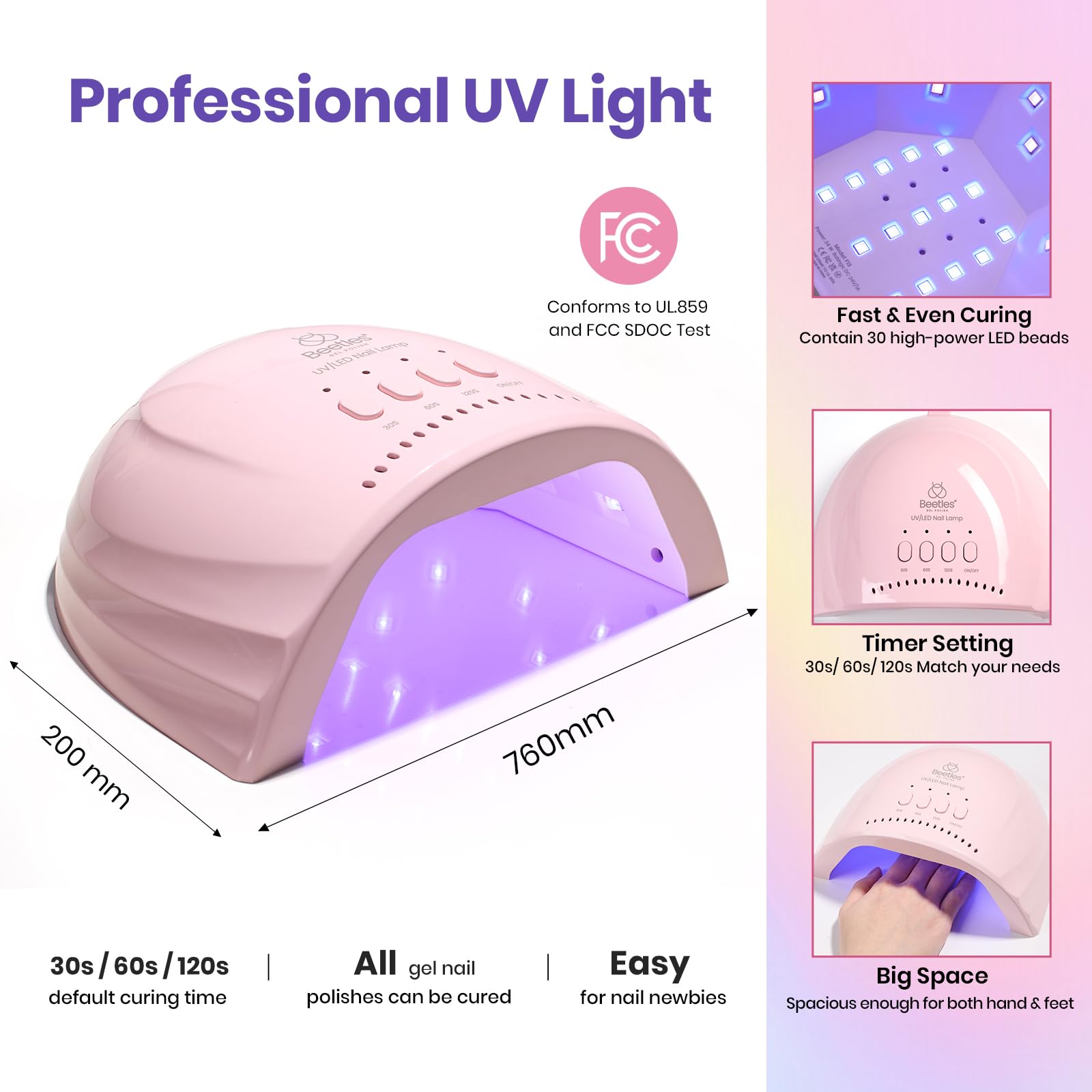Beetles Gel Nail Starter Kit Illusion Glow Cat Eye Summer Nails 96Pcs 20 Colors With UV Light All-in-One Mani Kit