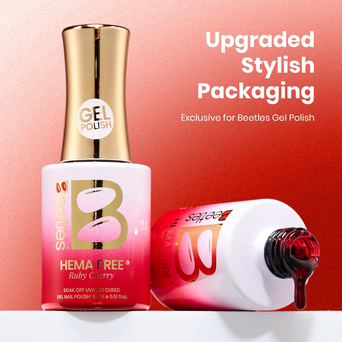 Beetles Ruby Cherry Jelly Red Gel Nail Polish 15ML Full Size Neutral Sheer