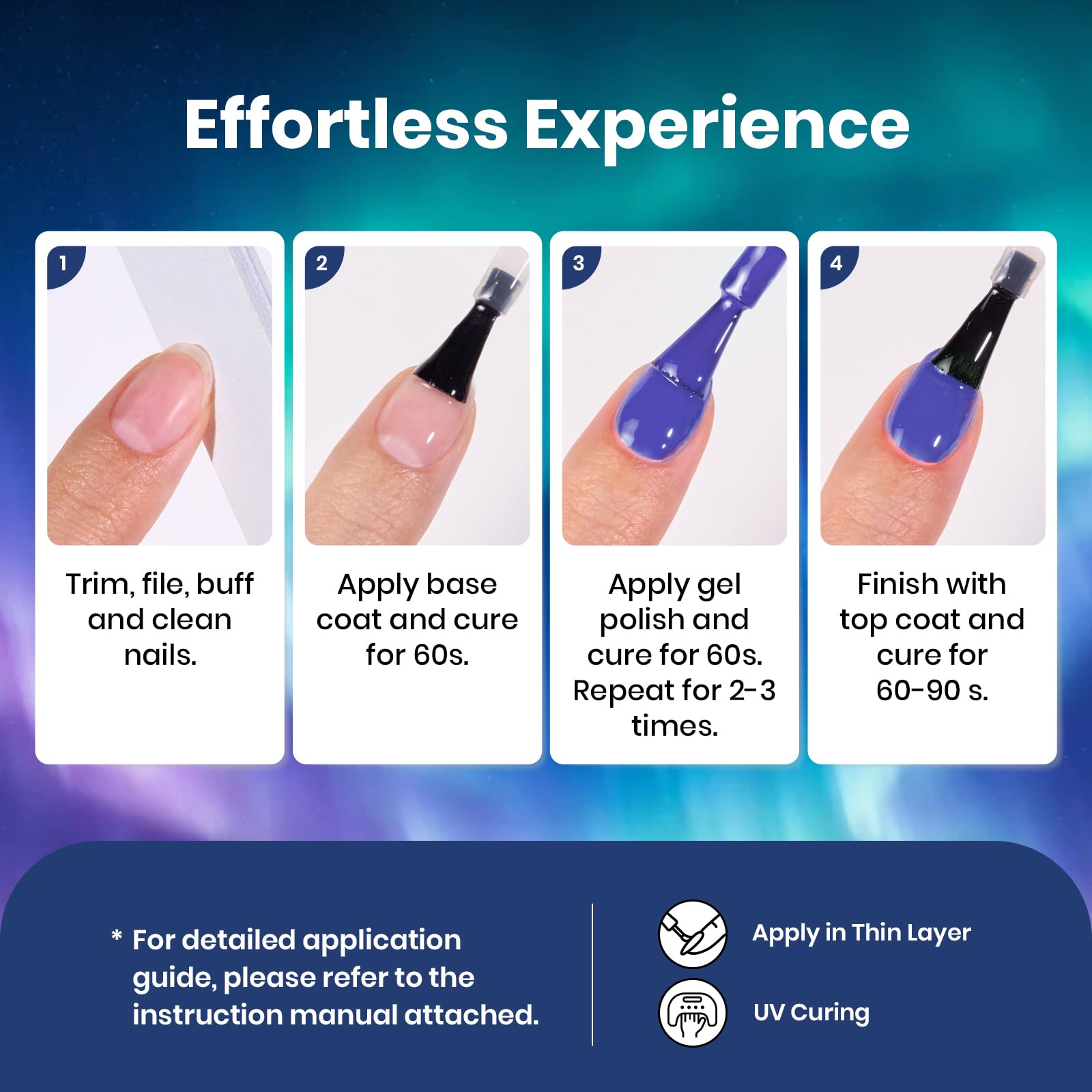 Beetles Glitter Gel Polish Set – Kaleido Galaxy 6 Colors Easter Shimmer Chameleon Blue Green Purple UV LED Gel Nail Polish Sparkly Nail Gel Kit