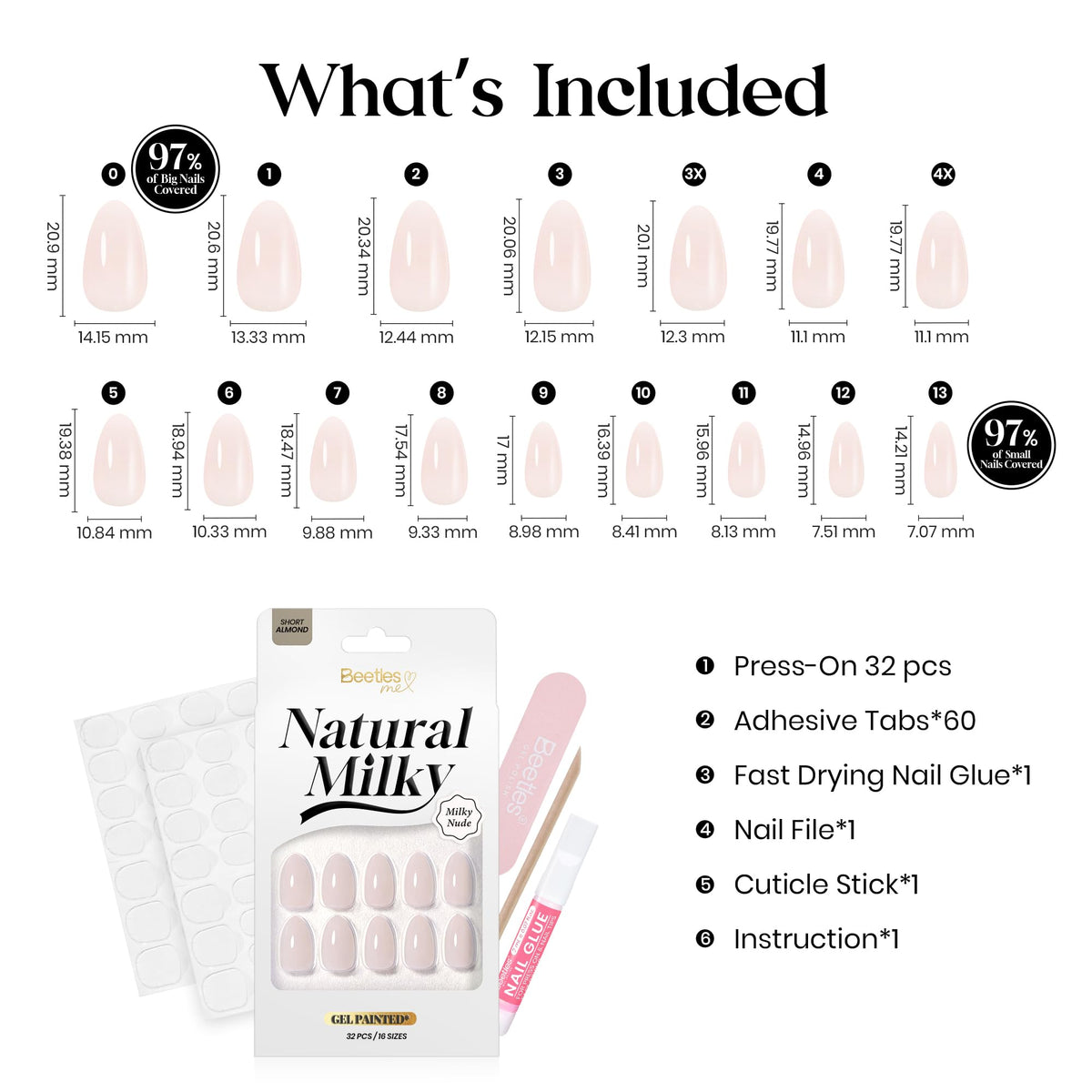 Beetles Pink Nude Press On Nails Short Almond Gel Painted Soft Nails Gel