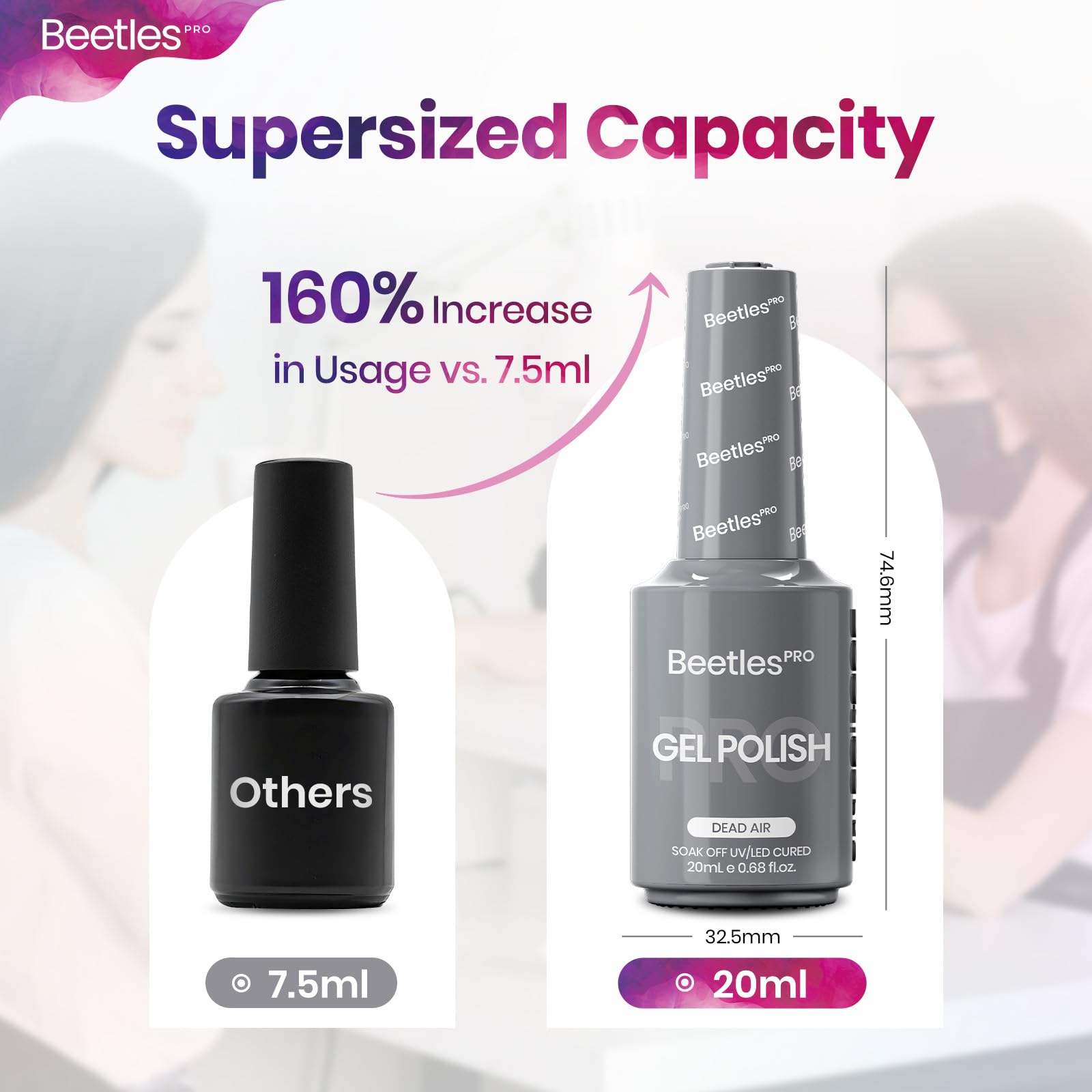 Beetles Pro Grey Gel Polish - Dead Air Dark Grey Color 20ML Gel Polish