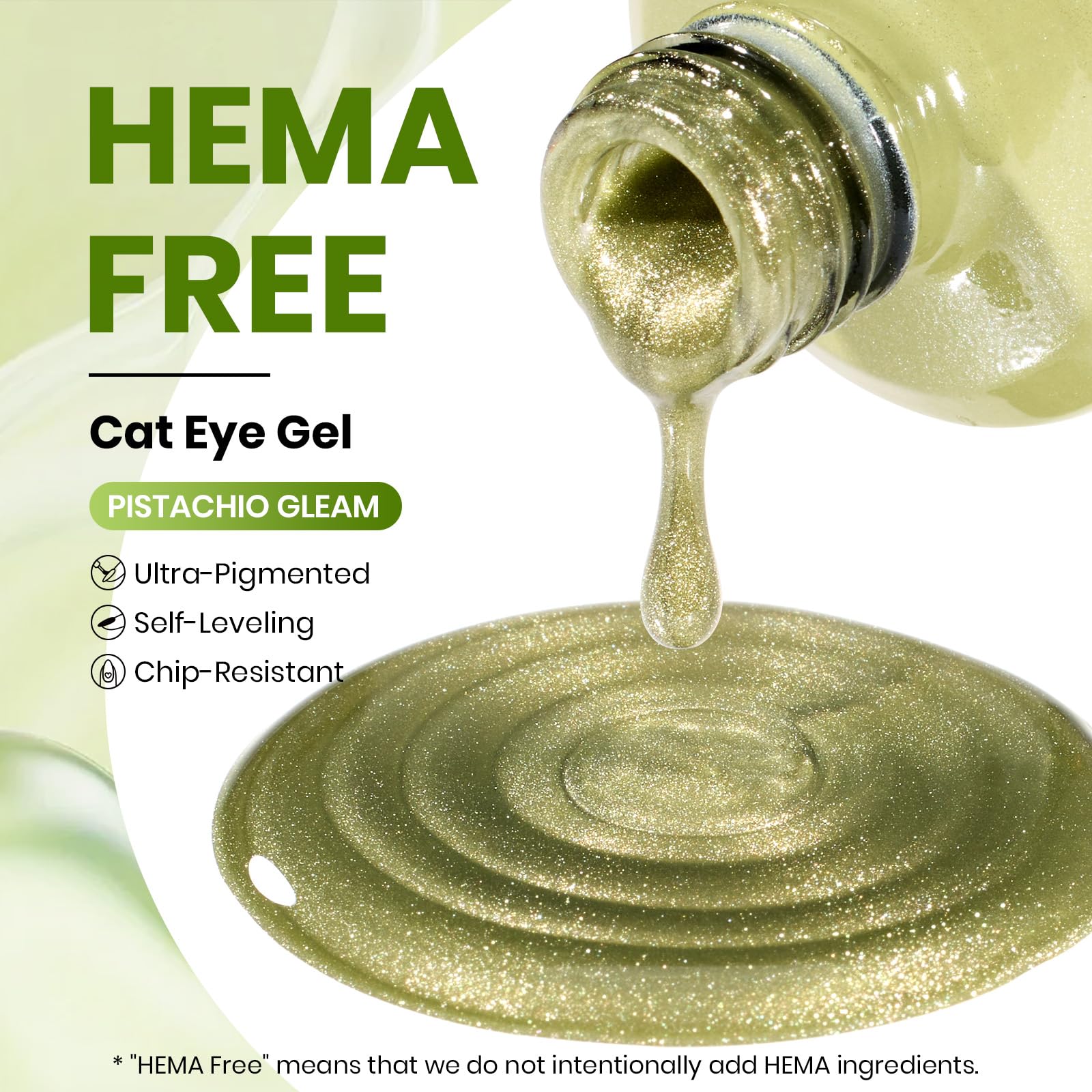 Beetles Pistachio Gleam Green Cat Eye Gel Nail Polish - 15ML Gel