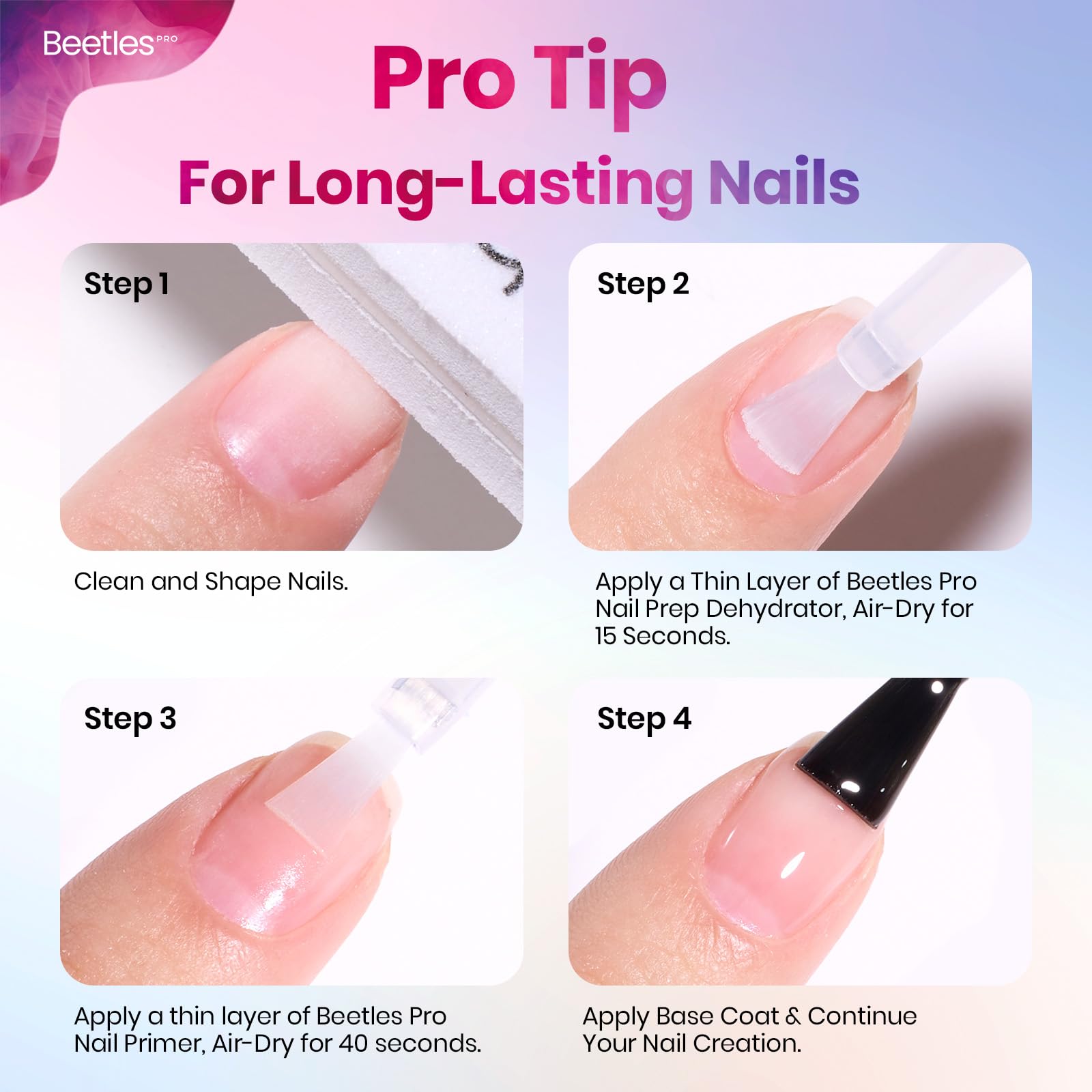 Beetles Professional Nail Prep Dehydrator - Natural Nails Superior Bonding Primer for Acrylic Powder and Gel Nail Polish