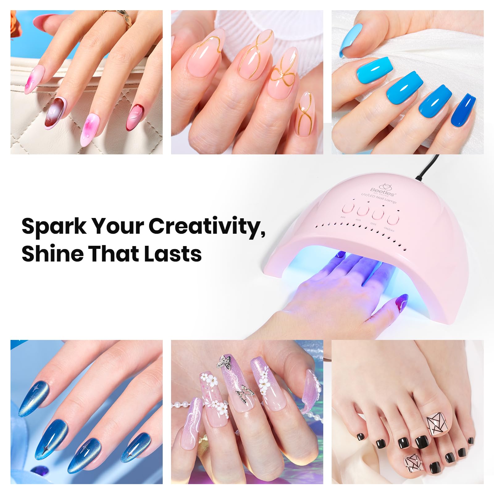 Beetles Nude Pink Lamp - LED Nail Lamp with 3 Timer 30/60/120s UV Light