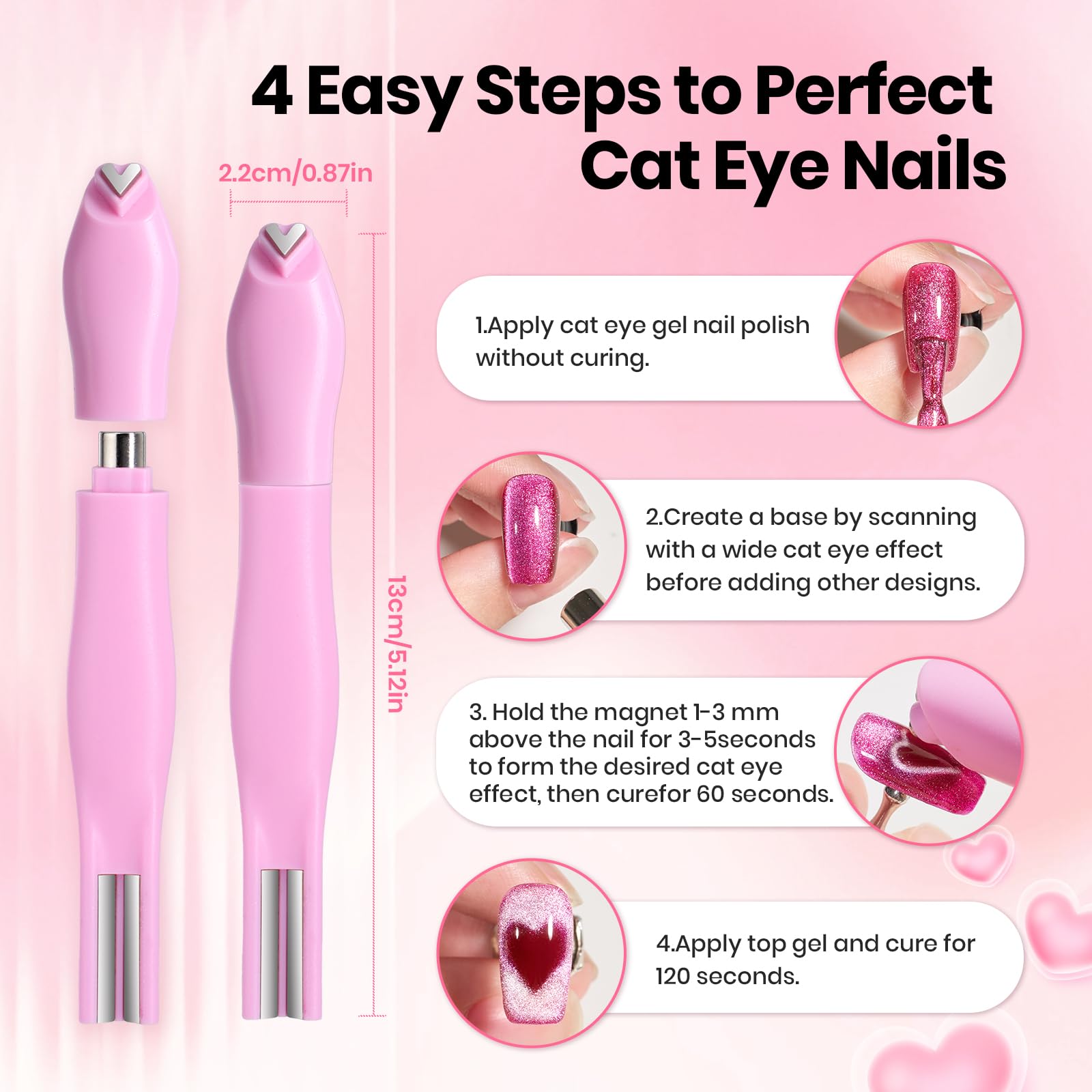 Beetles Cat Eye Magnet for Nails - 3 in 1 Nail Magnet for Cat Eye Gel Nail Polish