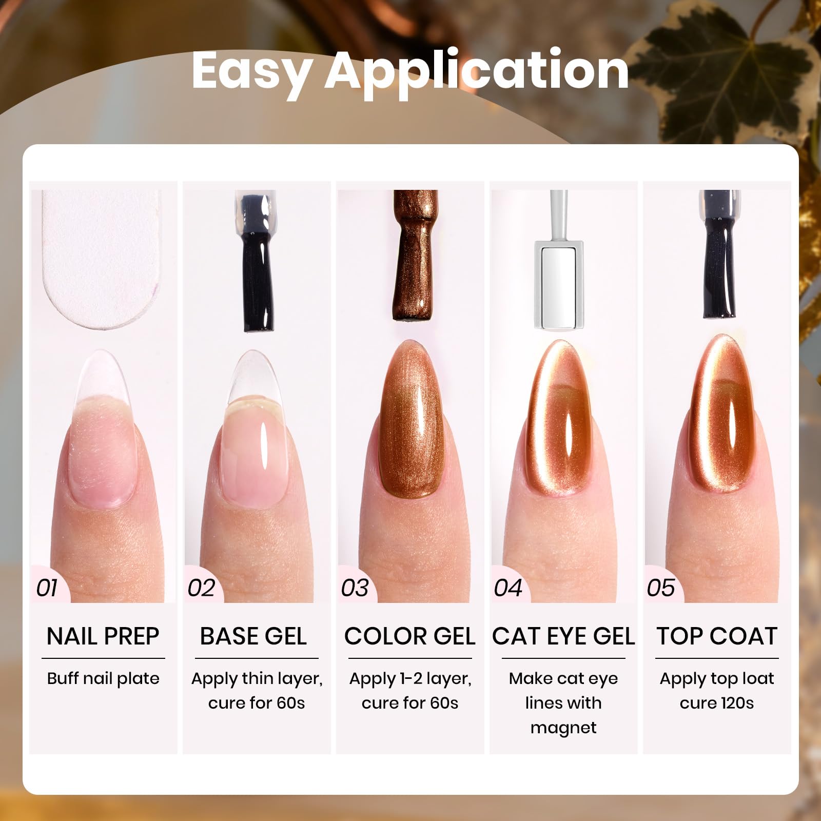Beetles Gilded Lull Winter Nails Cat Eye Gel Nail Polish Set - 6 Colors Jelly Brown Purple SilverGlitter Gel Nail Kit