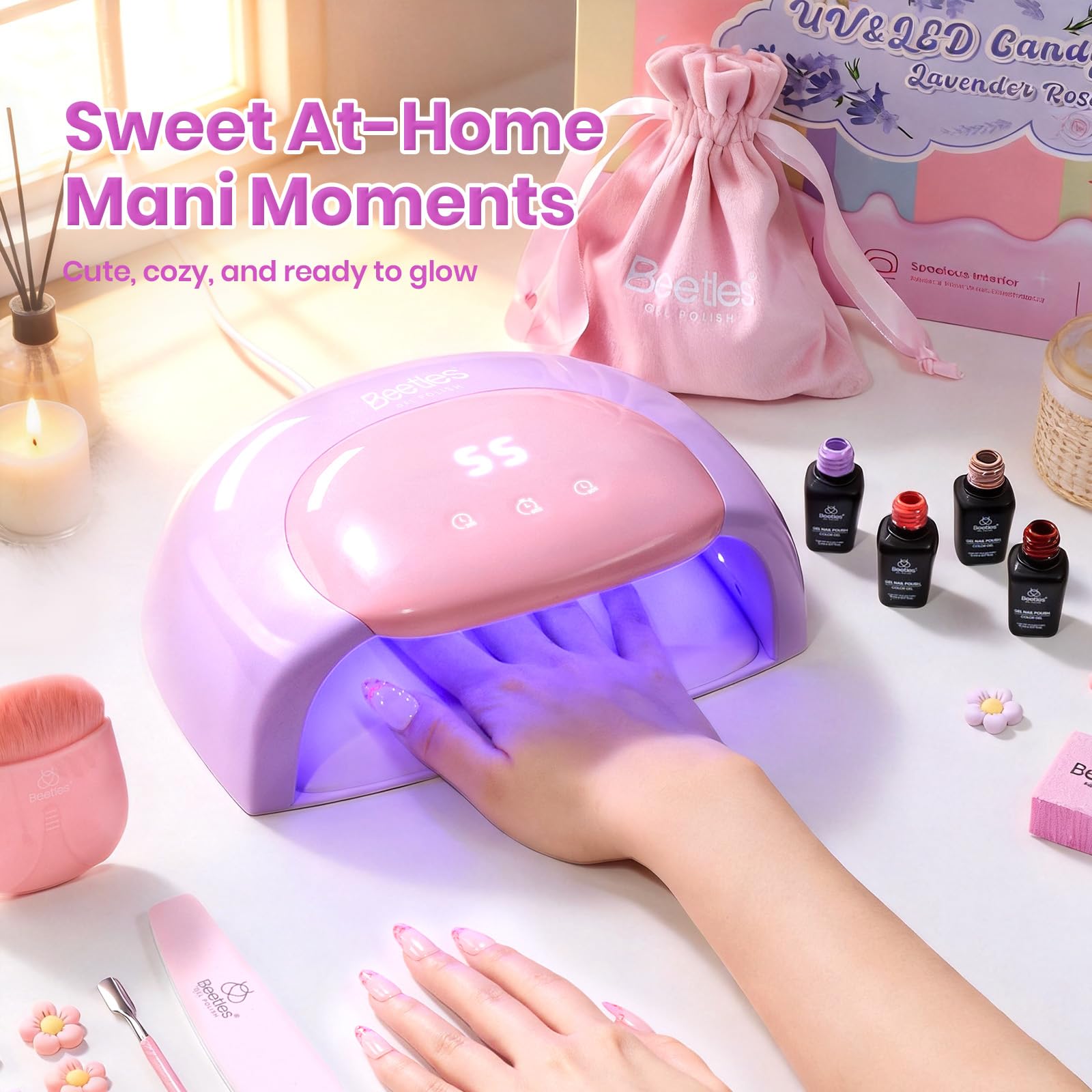Beetles Candy Purple UV Nail Lamp Digital Display 3 Timer Gel Nail Light