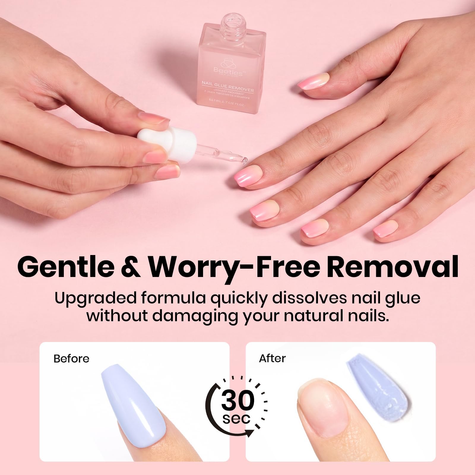 Beetles Nail Glue Essential Duo 20g No Wipe Hands-Free Nail Glue And 10ml Nail Remover With Nail Tools