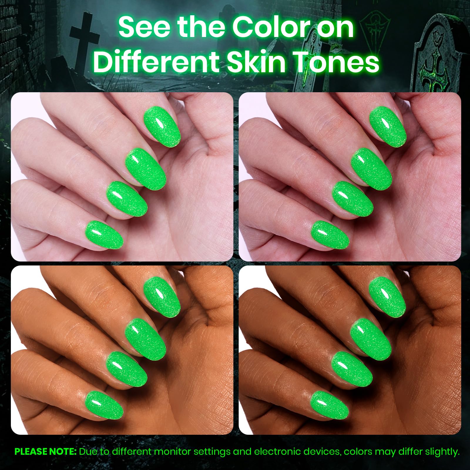 Green Flame-Beetles Halloween Glow In The Dark Gel Nail Polish 15ML Neon Green 2026 Limited Edition