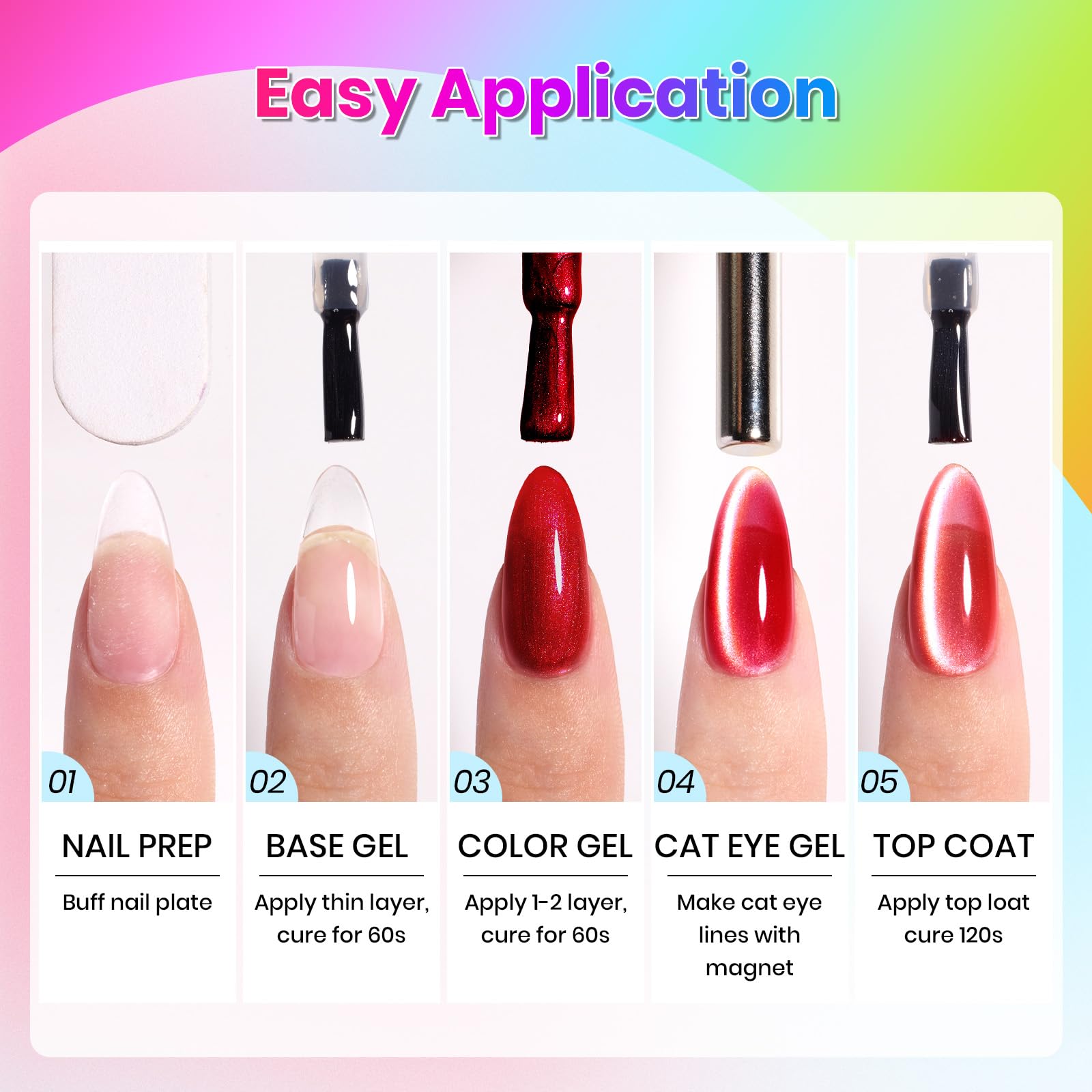 Beetles Gel Polish Fairy Prism Cat Eye Gel Nail Polish Set - 6 Colors Glitter Pink Purple Christmas Gel Nail Kit