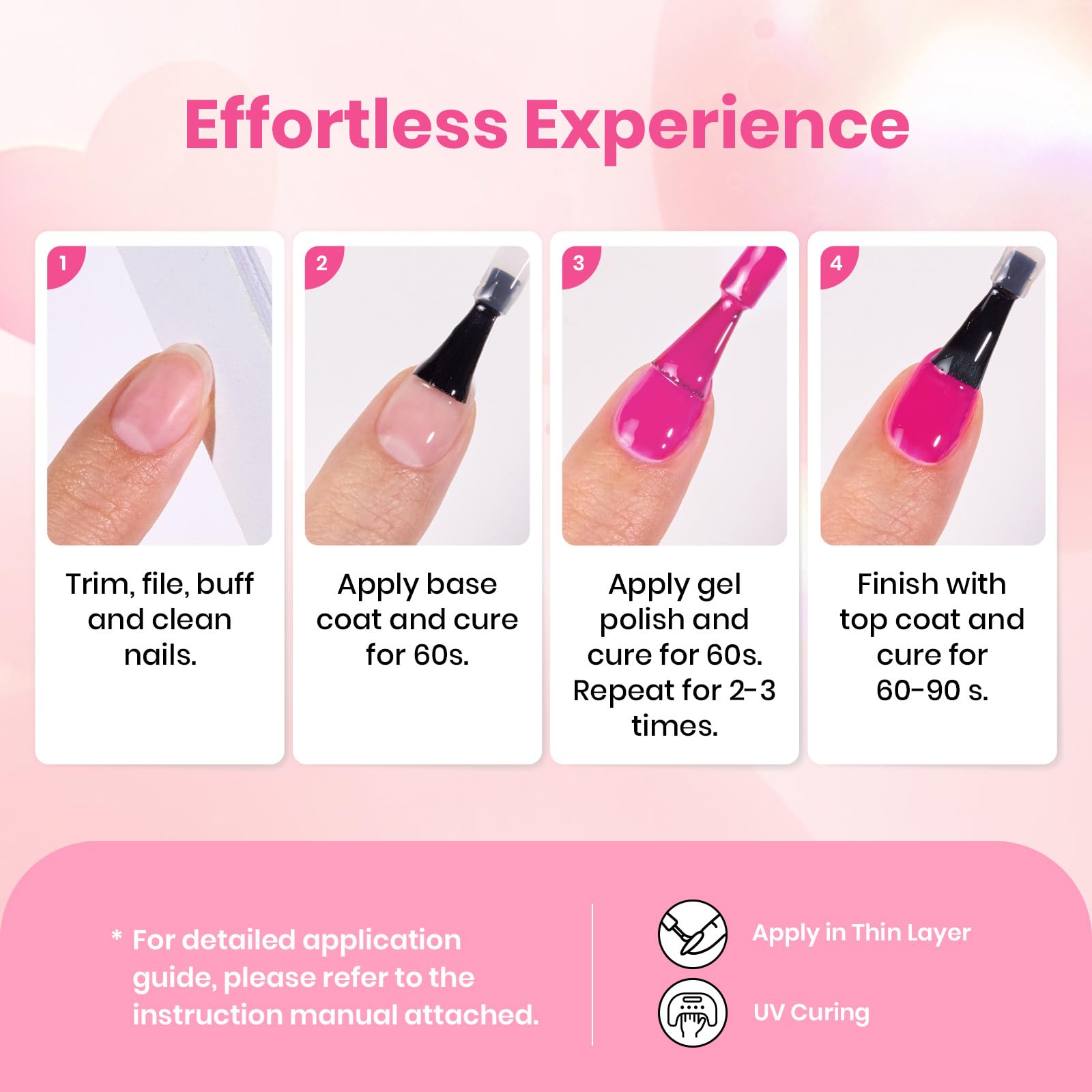 Beetles Valentine Nails Gel Polish Set - 6 Blush Cotton Pink Colors