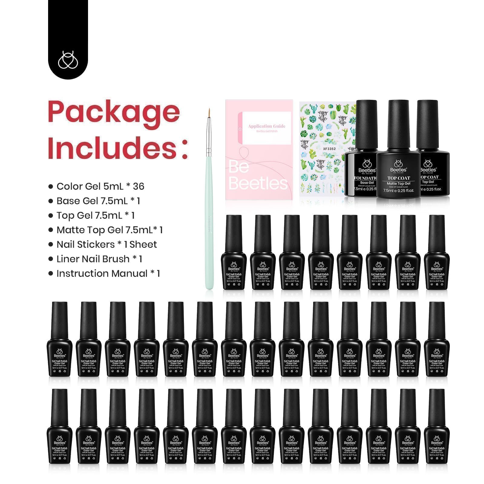 41 Pcs Texas Rose- 36 Colors Gel Nail Polish Gift Set