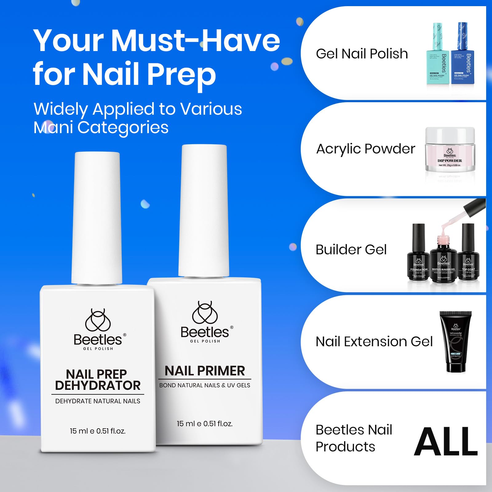 Nail Dehydrator and Primer Set - Acid Free HEMA Free Natural Prep for Long-Lasting Nails