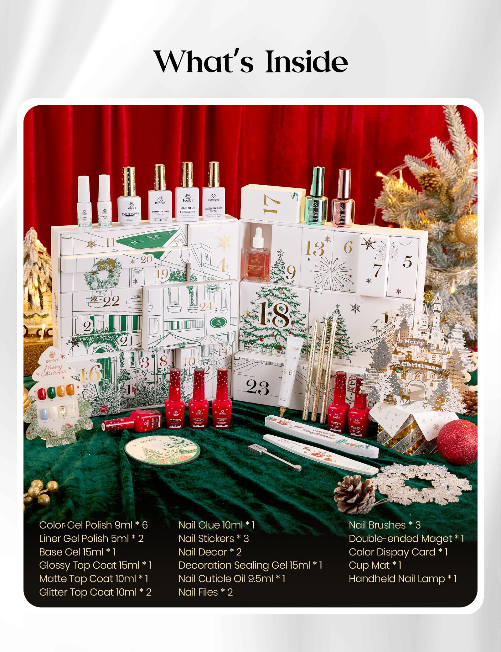 Beetles Gel Polish Merry Glitzmas 2026 Gift Box – Nail Art Set with Fe