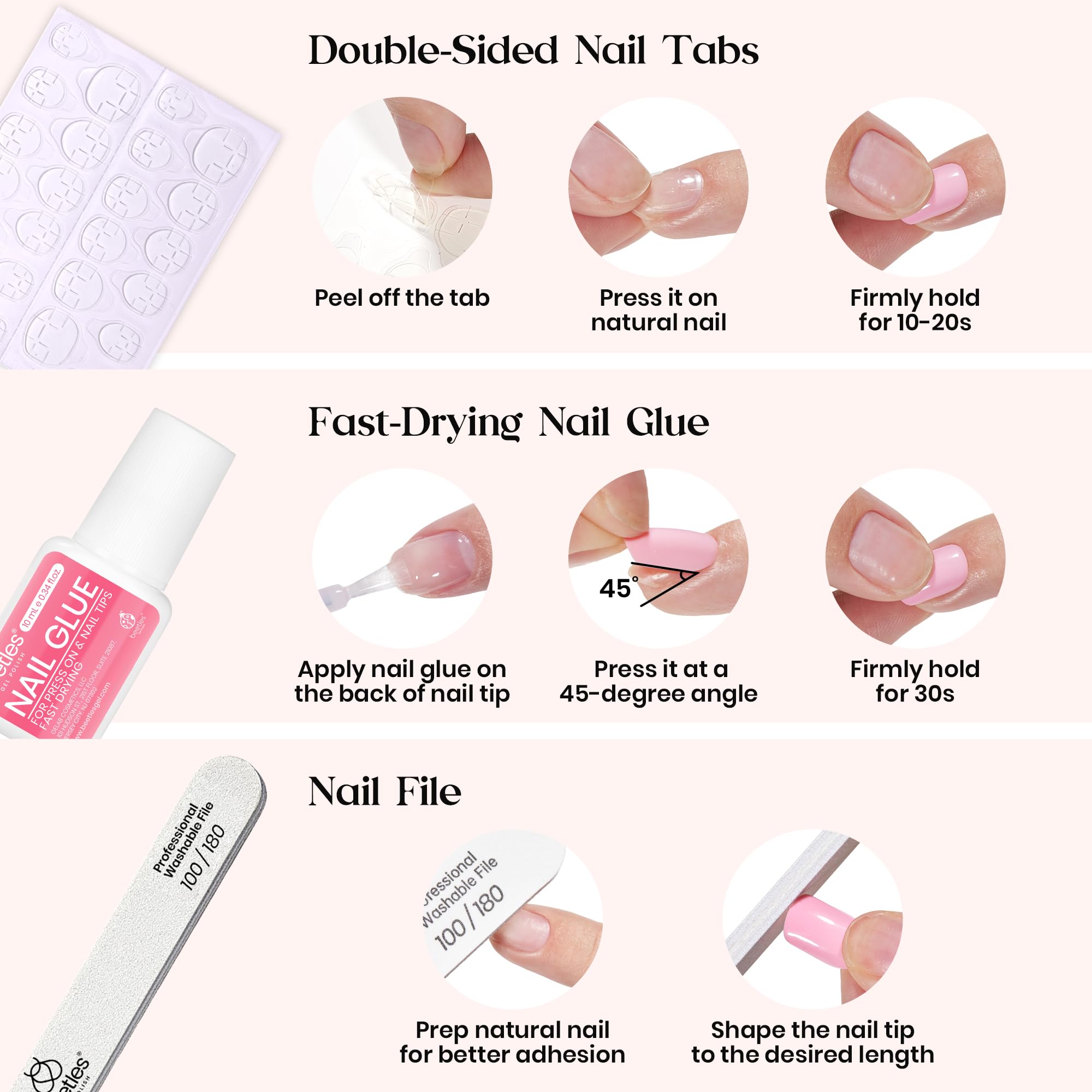 Beetles Press On Nails Kit - Caramel Drift | 360Pcs 12 Colors Short Square Press On Nails