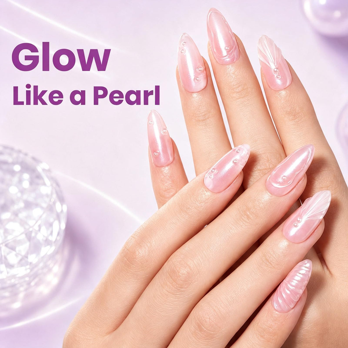 Beetles Chrome Nail Powder 2 Jars White Pearl and Purple Aurora