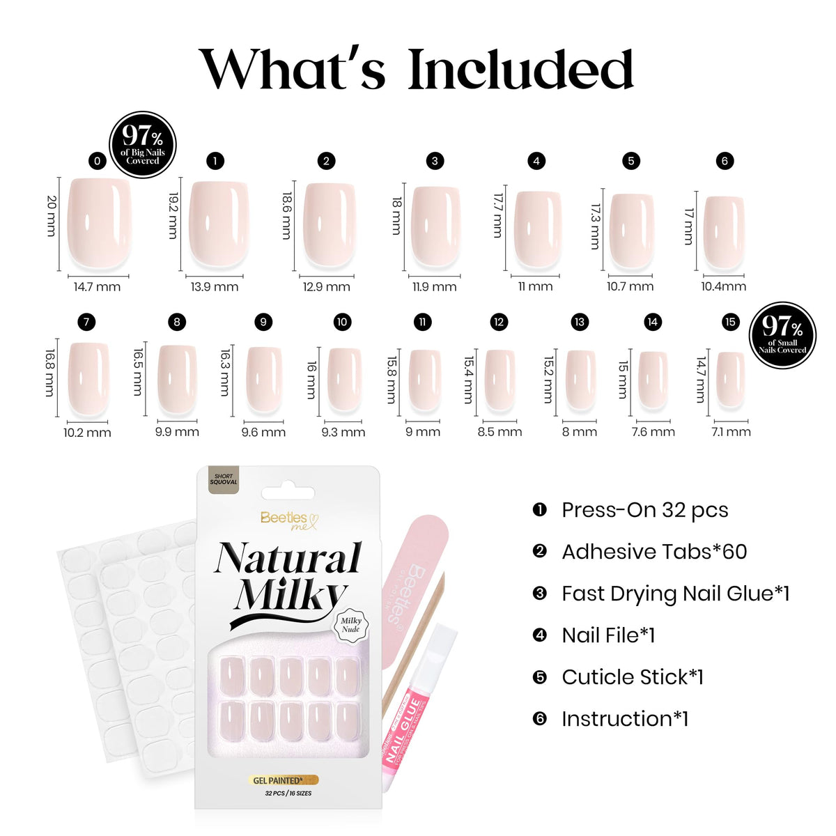 Beetles Pink Nude Press On Nails Short Squoval Gel Painted Soft Nails Gel