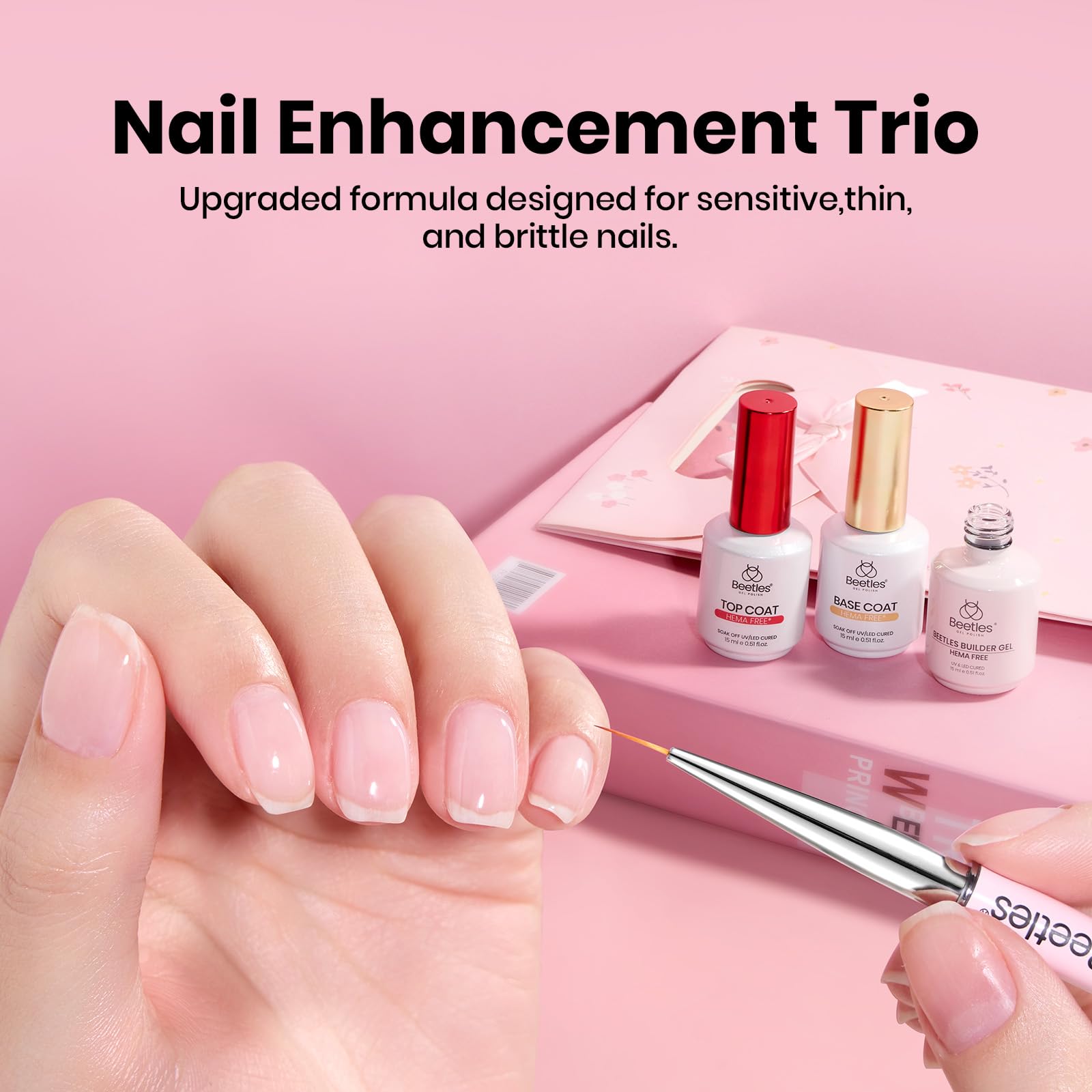 Beetles 3 Pcs Hema-Free 8-In-1  Builder Gel Top Coat With Base Coat Set
