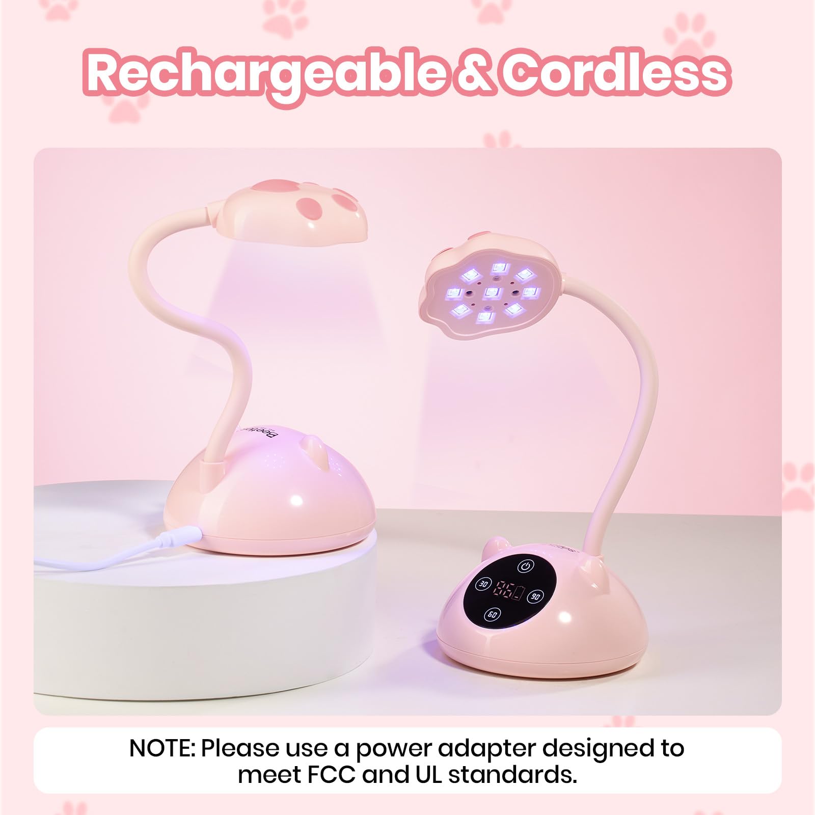 Beetles 360° Flexible Gooseneck UV Nail Lamp Pink Color