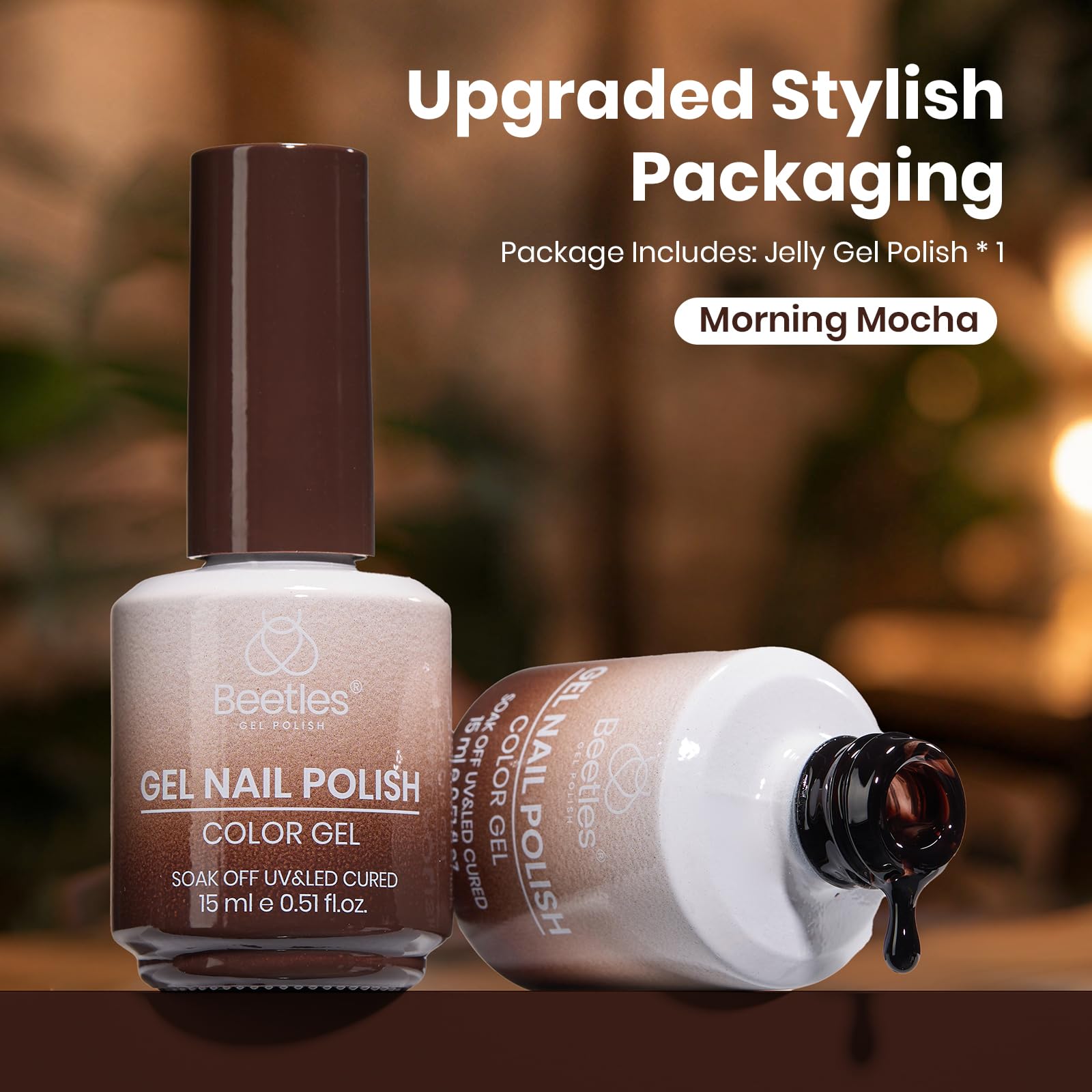 Beetles Morning Mocha Jelly Brown Gel Nail Polish 15ML
