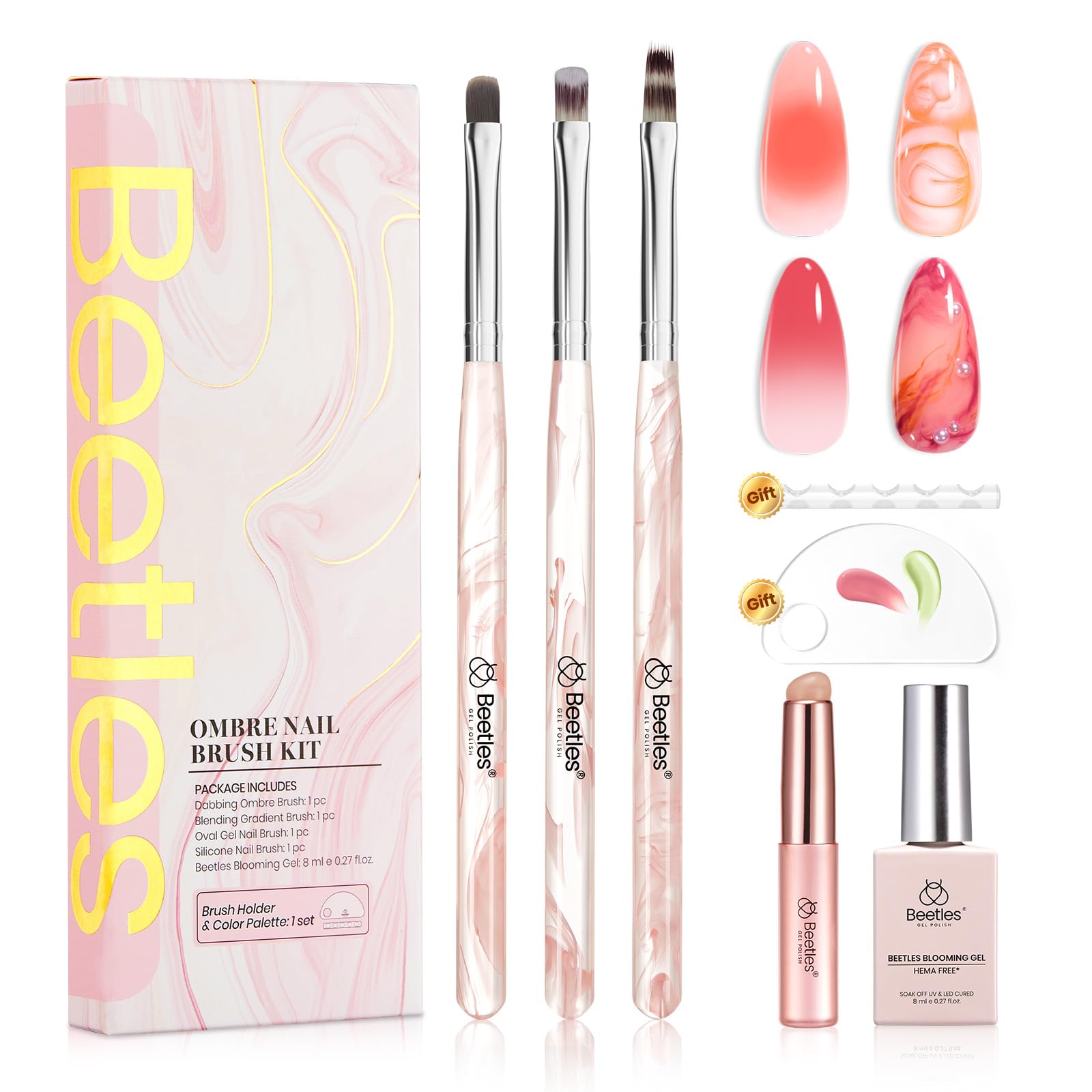 Blooming Gel and Nail Art Brushes Set - Ombre Nail
