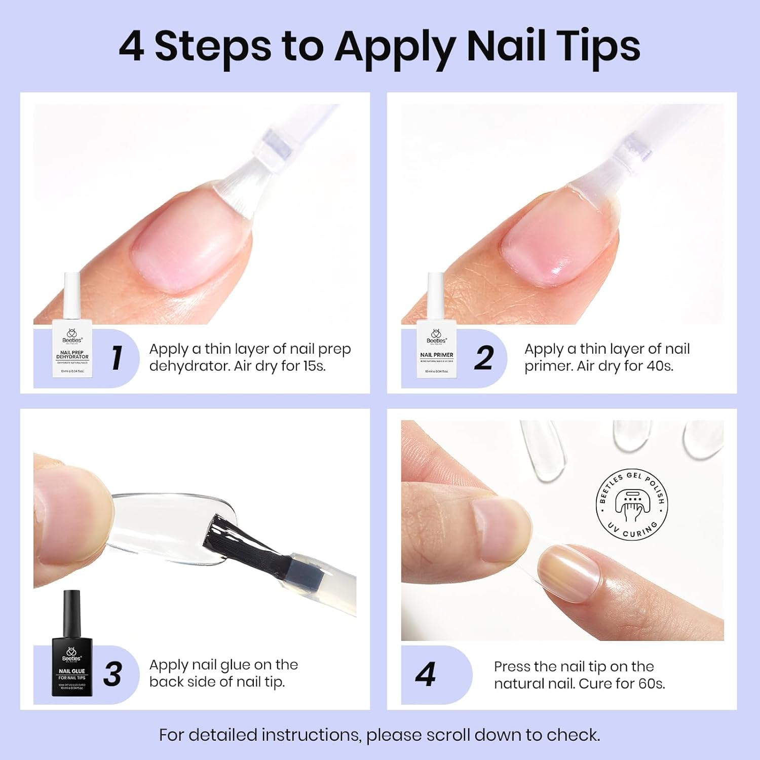 Beetles 3Pcs 15ML Gel Nail Glue Nail Dehydrator and Primer