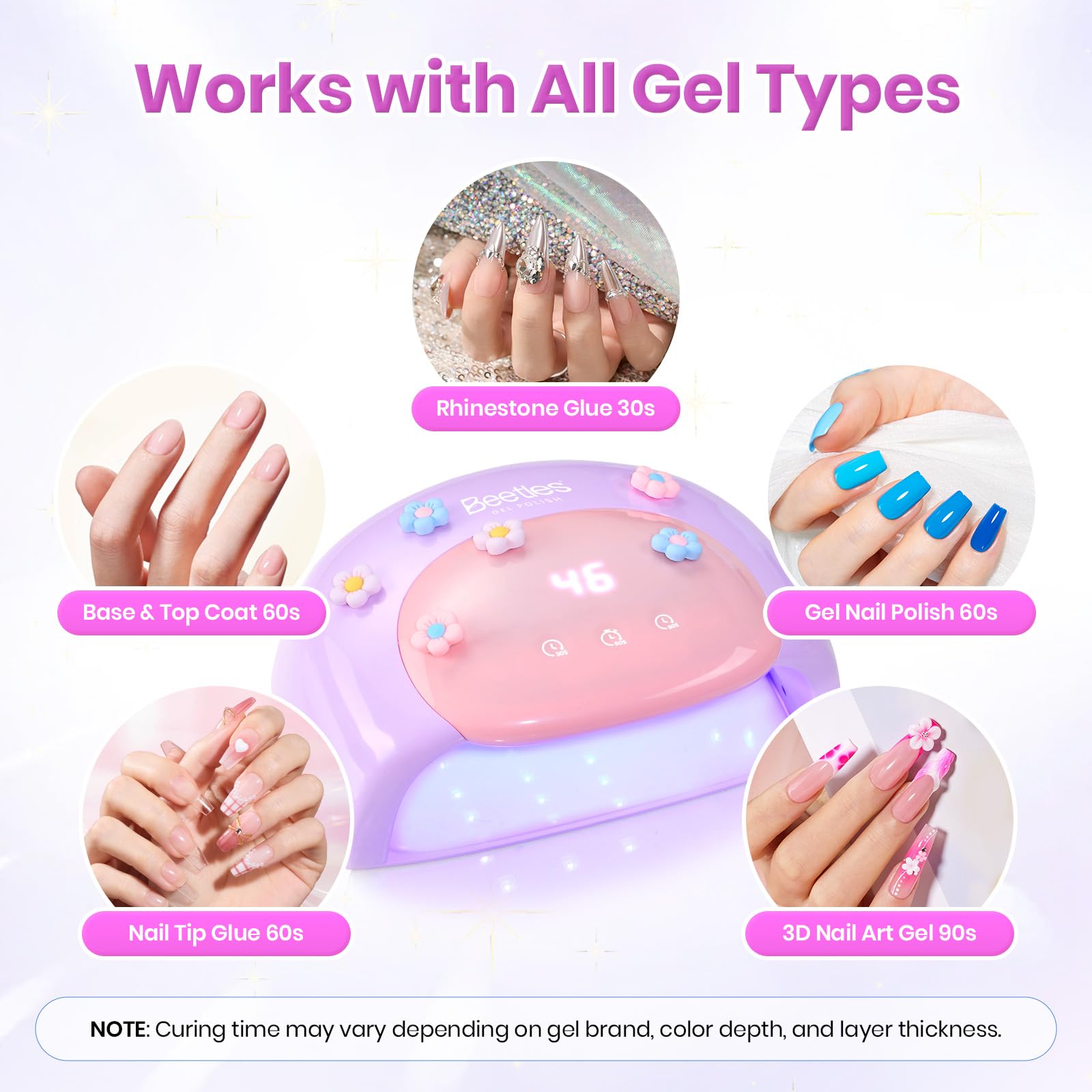 Beetles Candy Purple UV Nail Lamp Digital Display 3 Timer Gel Nail Light