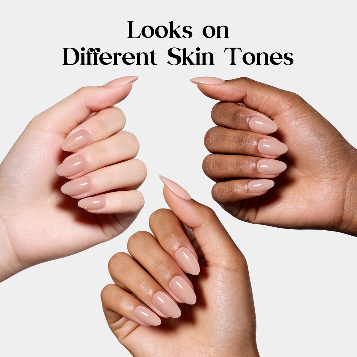 Beetles Short Almond Press On Nails Pink Nude Press Nails Gel Painted