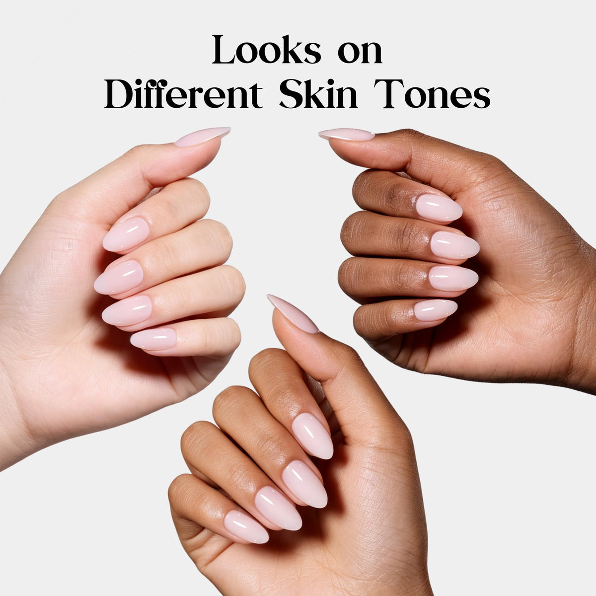 Beetles Milky Pink Press On Nails Short Almond Gel Painted Soft Nails Gel