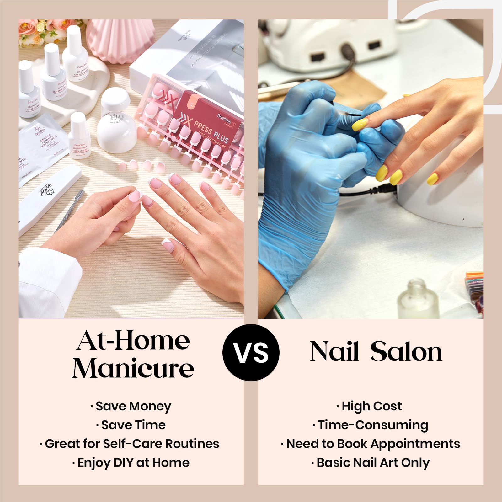 Beetles X Press Plus Gel Nails Kit Rouge French - 160Pcs 16 Sizes All-in-One Kit 5 Colors Christmas Press On Nails Short Almond