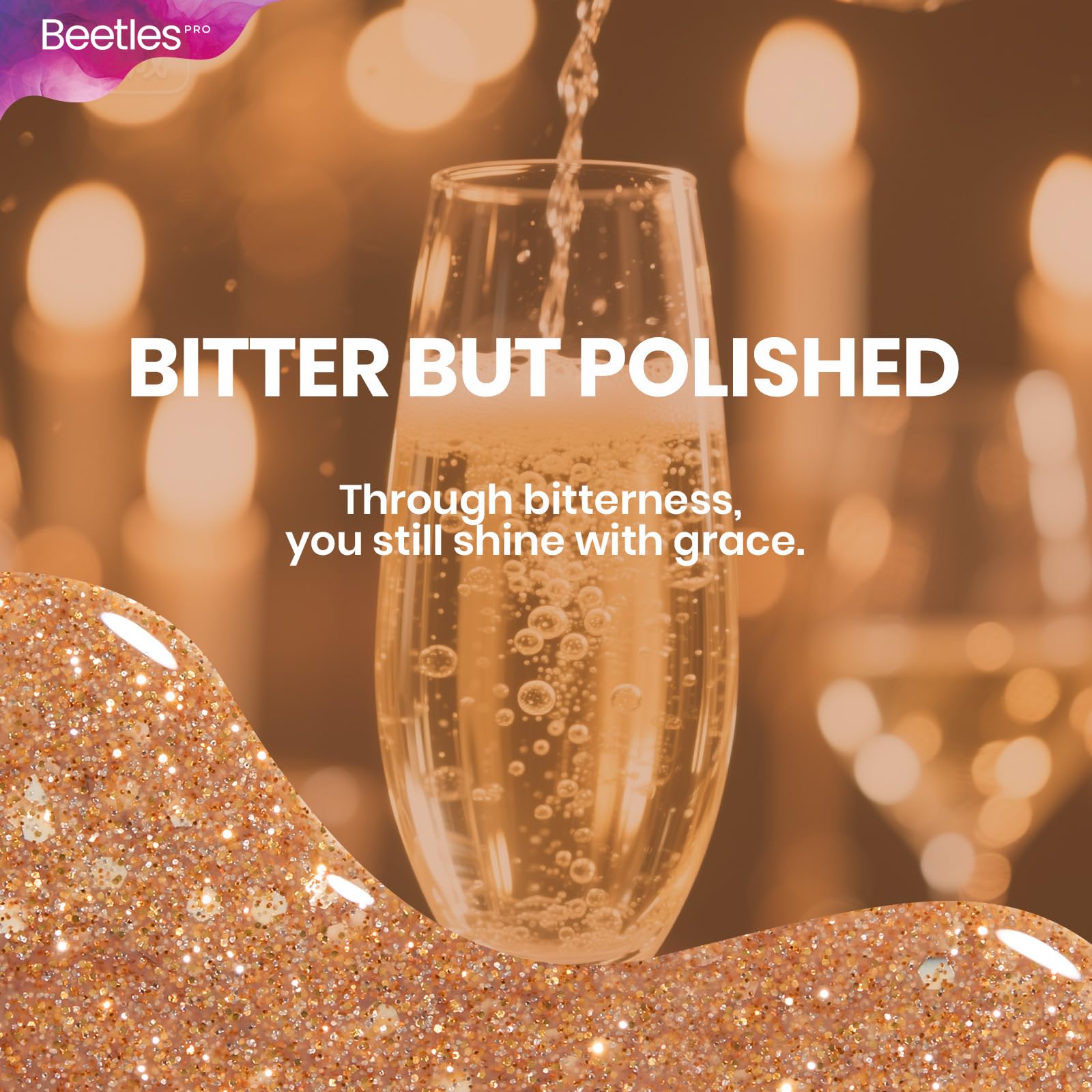Beetles Pro Gold Glitter Gel Polish - Bitter But Polished, Gold Color 20ML Glitter Gel Polish