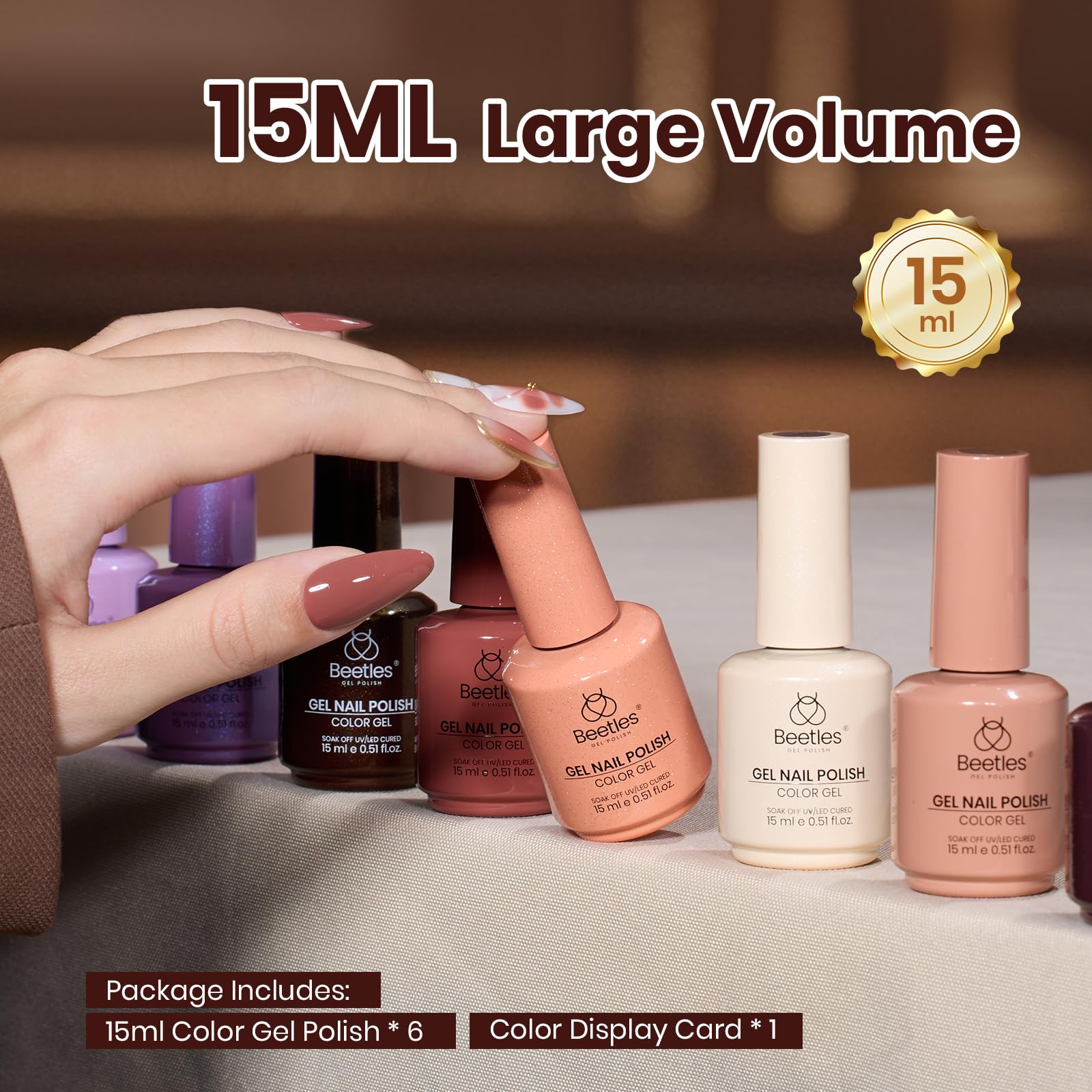 Beetles Brown Gel Polish - 6 Colors Light Dark Brown Color Set