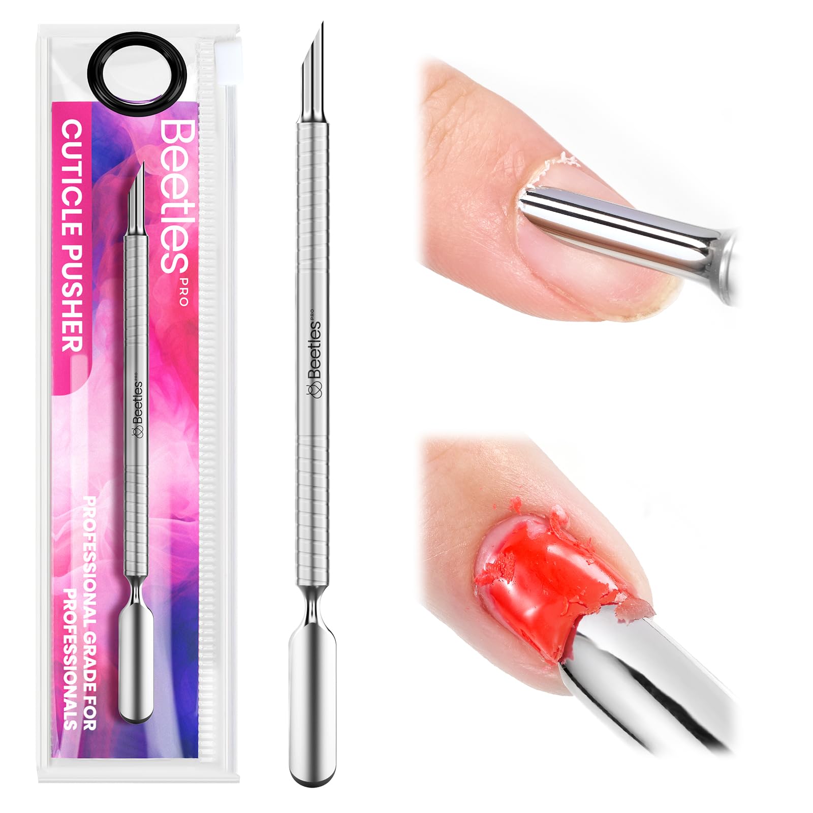 Loop Pusher 23mm + Beveled Pusher 9mm Beetles Cuticle Nippers Professional Trimmer