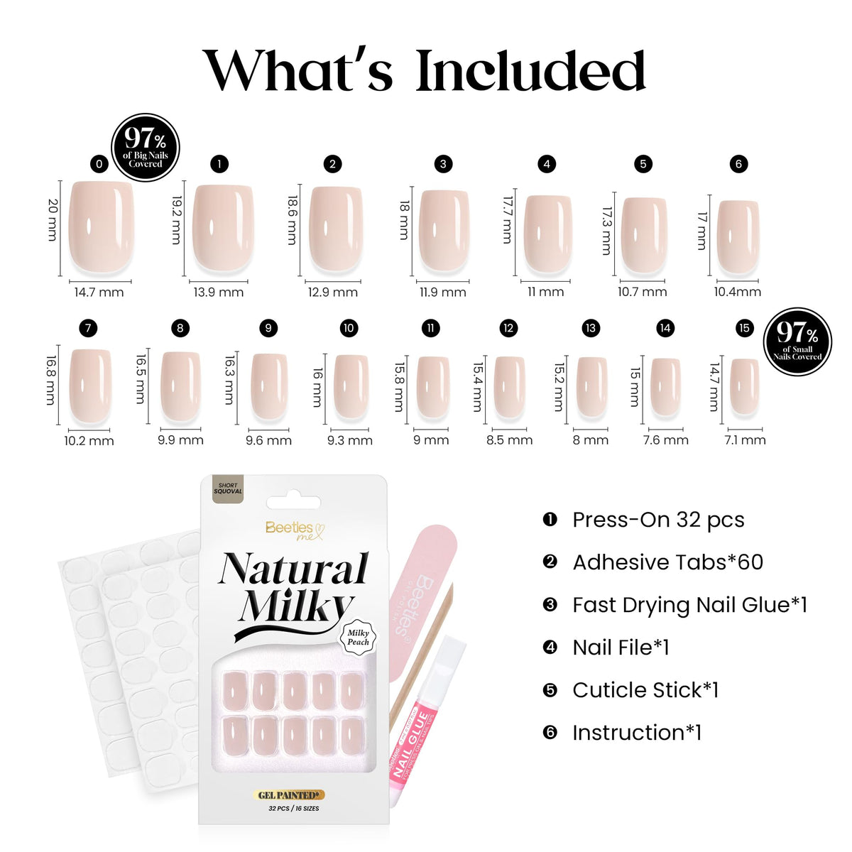 Beetles Short Squoval Press On Nails Pink Nude Press Nails Gel Painted
