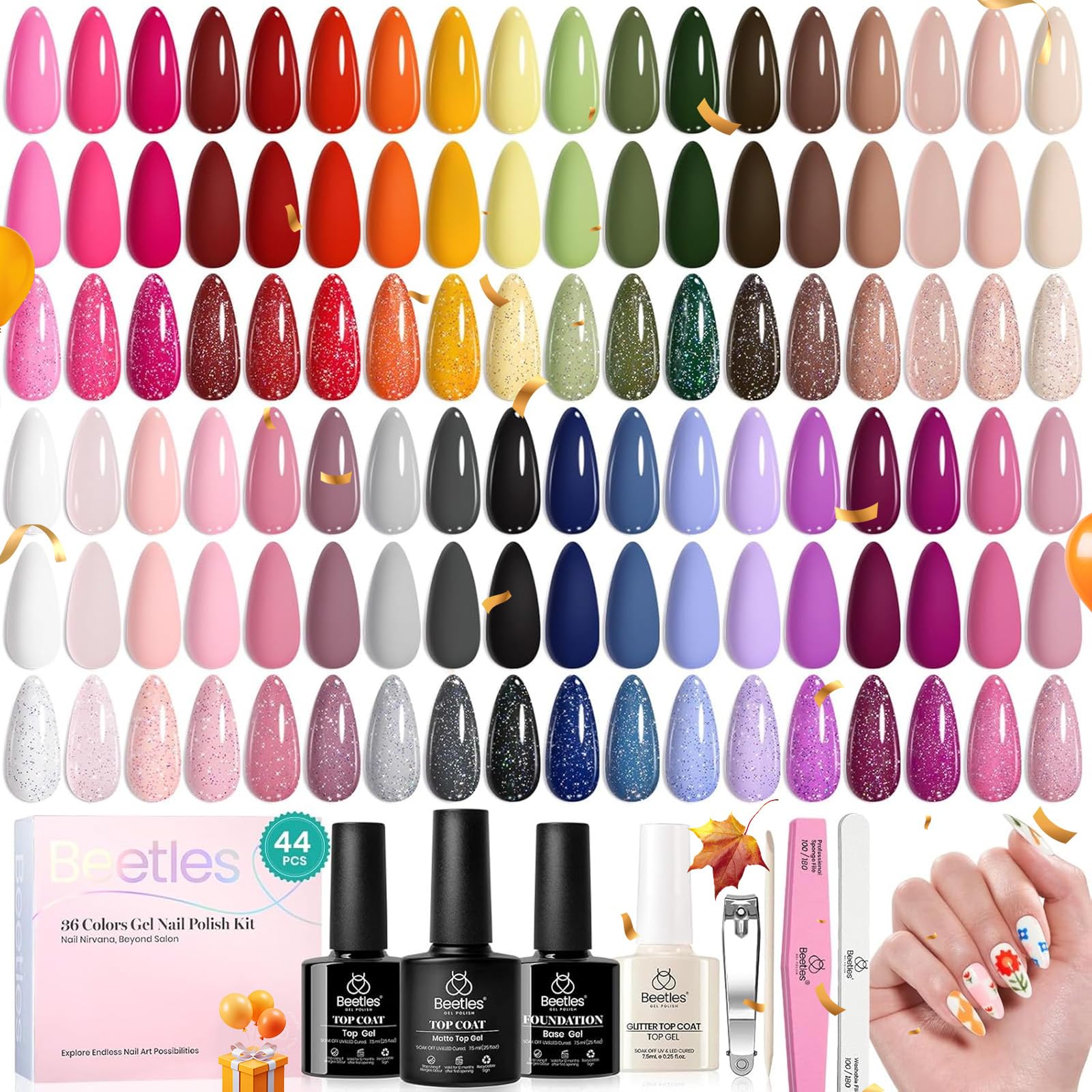 Beetles Gel Polish Colorful Muse 44pcs Winter Gel Nail Polish Set 36 Colors