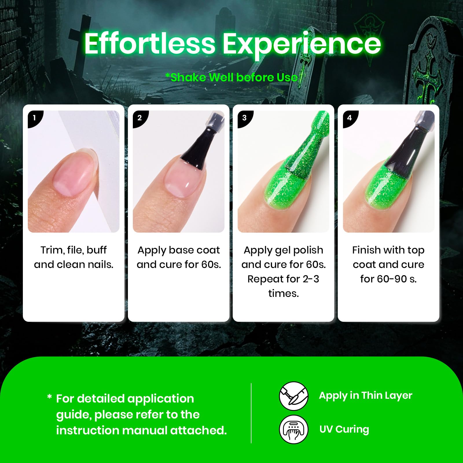 Green Flame-Beetles Halloween Glow In The Dark Gel Nail Polish 15ML Neon Green 2026 Limited Edition